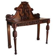 Antique French Solid Oak Console Table, Circa Early 20th Century
