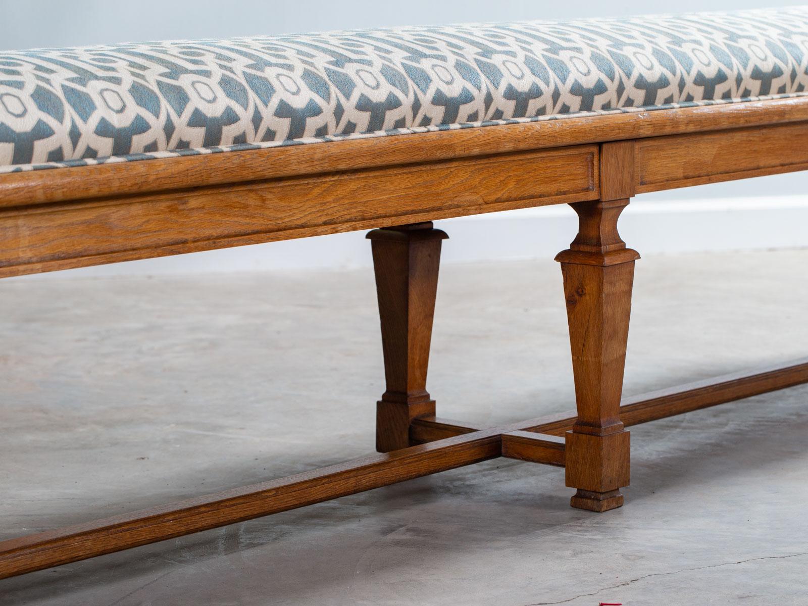 Upholstery Antique French Solid Oak Louis XIV Long Bench, France, circa 1880