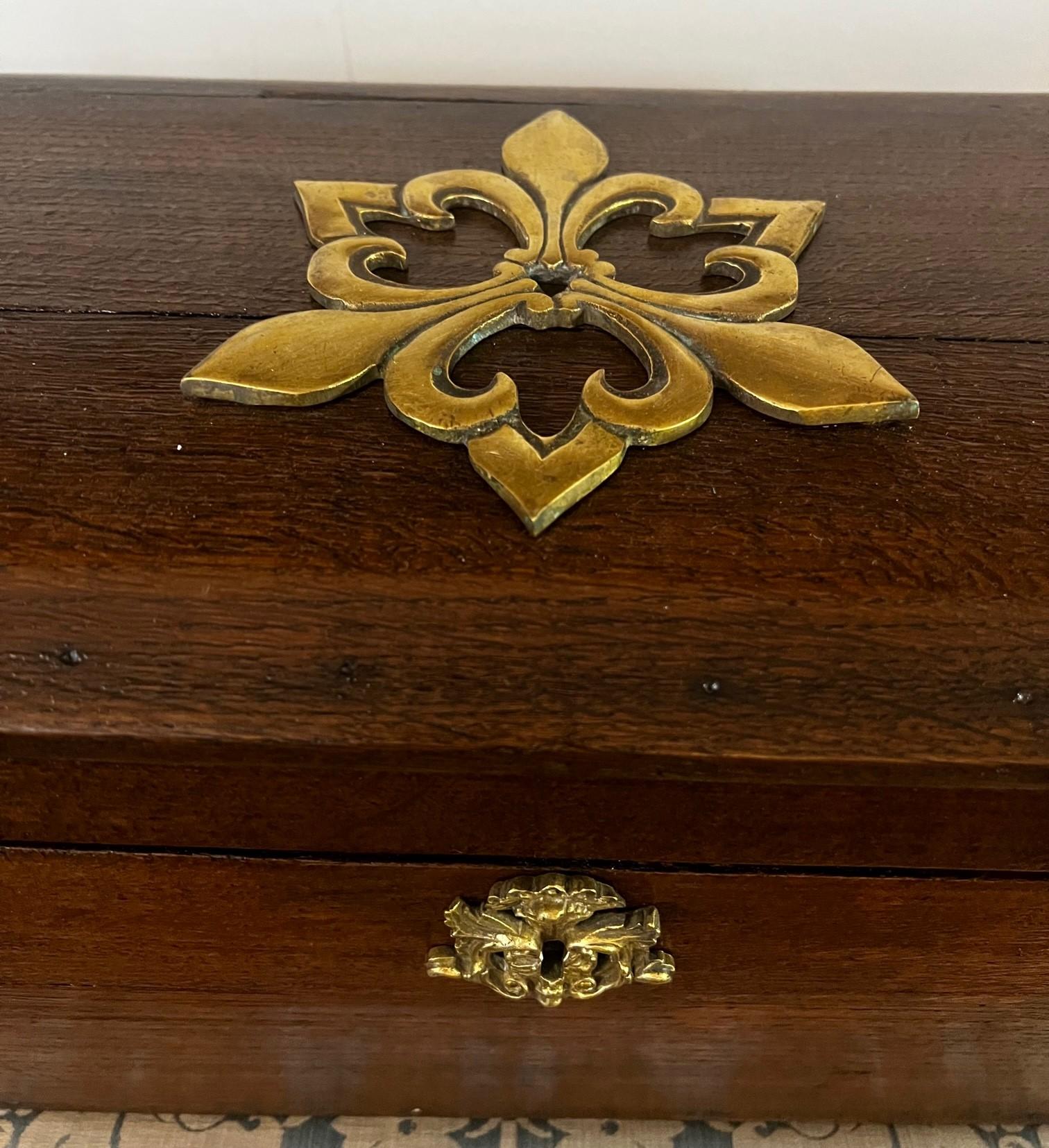 French Provincial Antique French Solid Oak Wine Box For Sale
