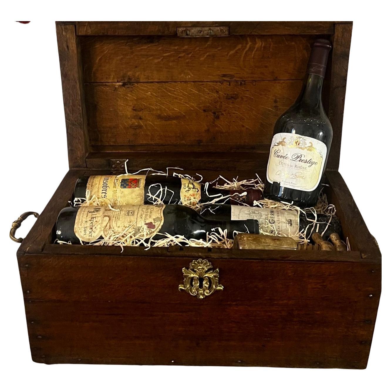 Antique French Solid Oak Wine Box For Sale