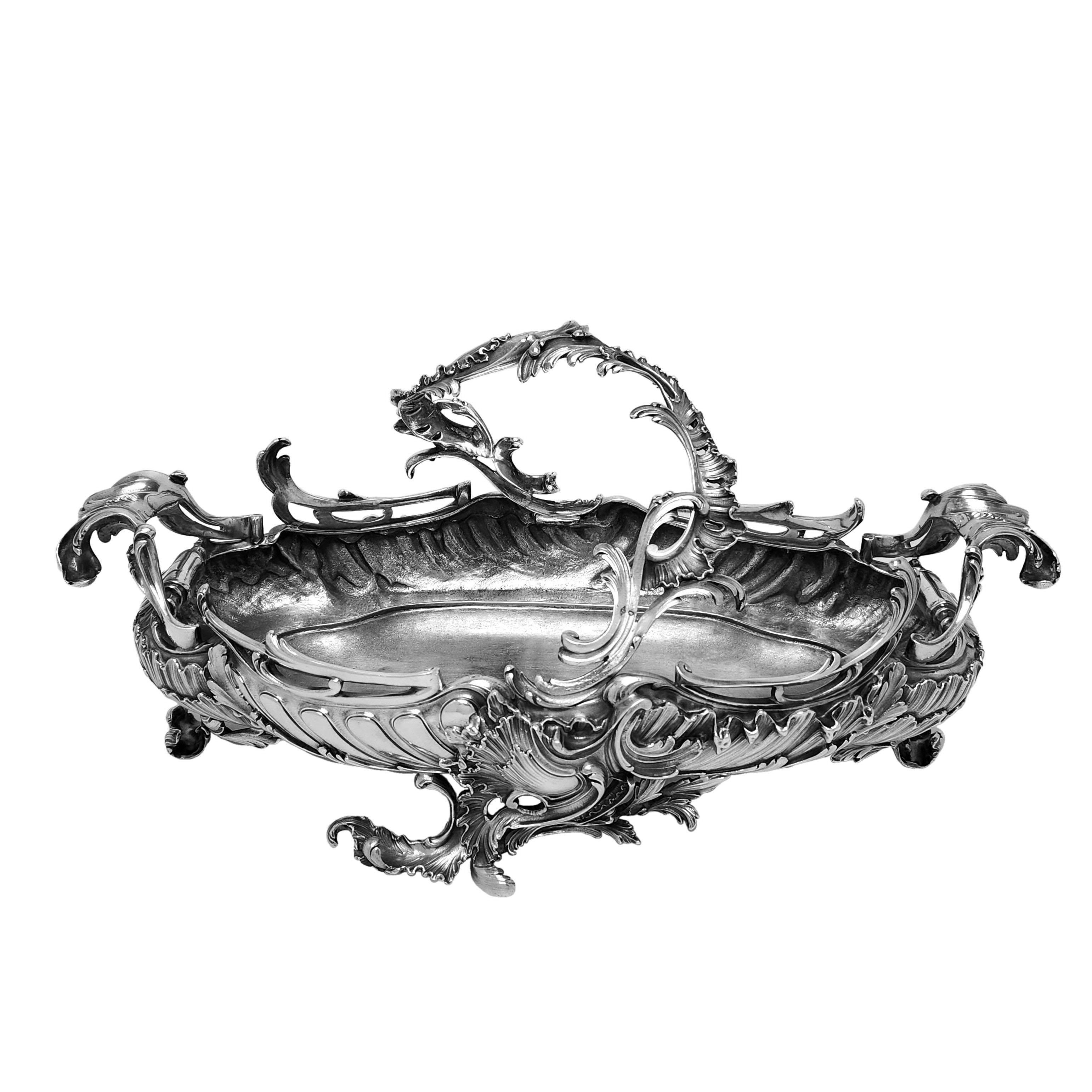 Rococò Antique French Solid Silver Basket / Centrepiece / Bowl Paris c. 1890 in vendita