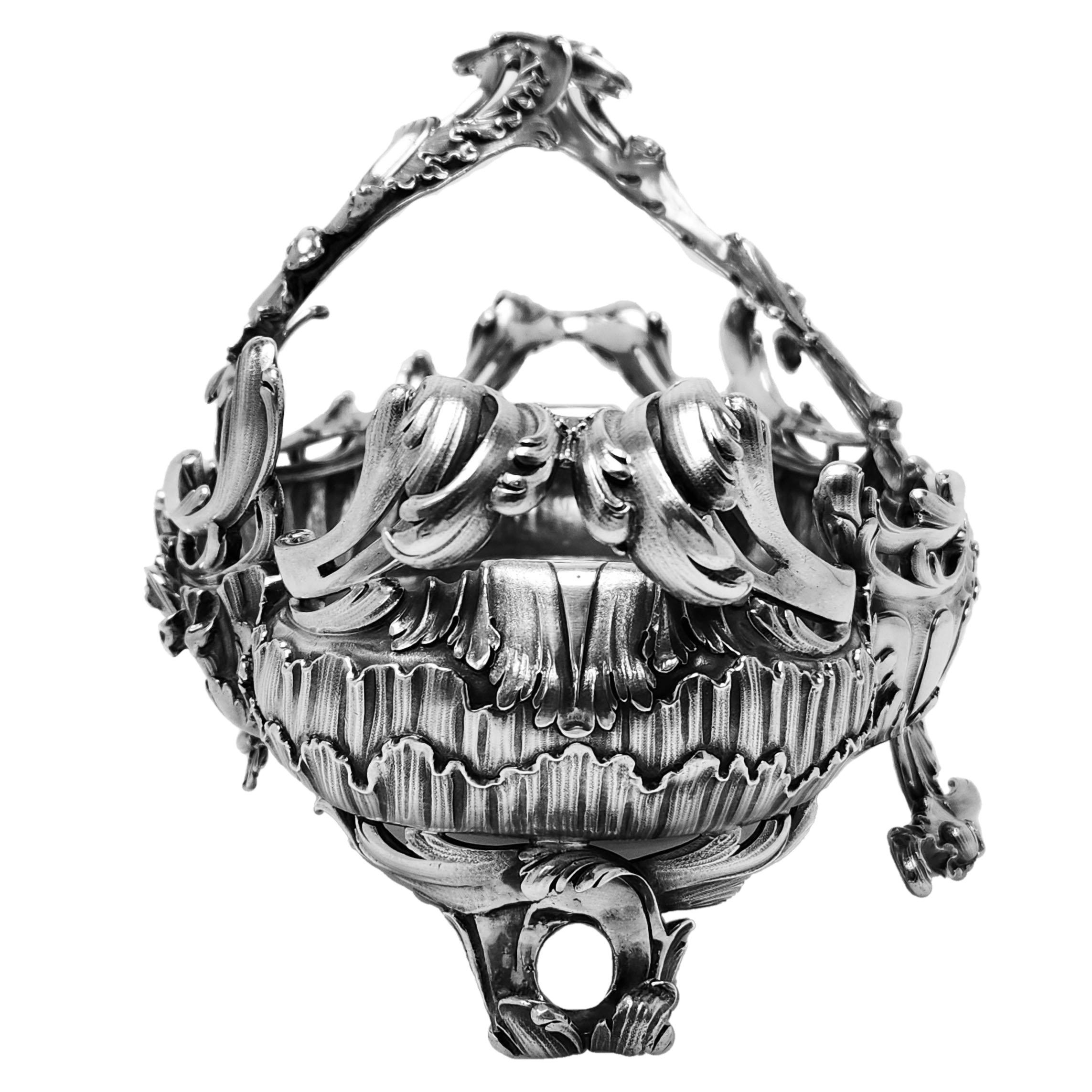 Antique French Solid Silver Basket / Centrepiece / Bowl Paris c. 1890 In condizioni buone in vendita a London, GB