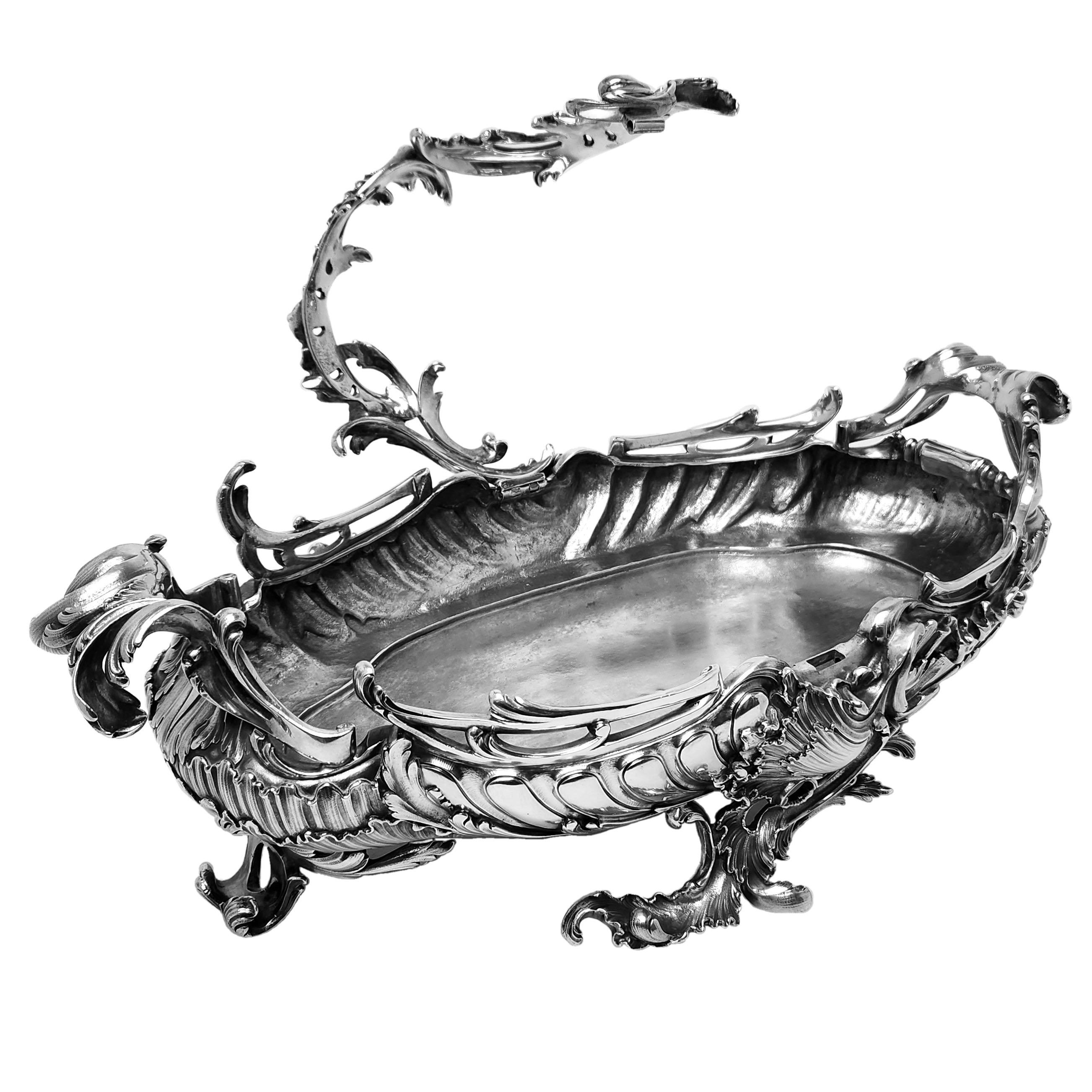 Argento Antique French Solid Silver Basket / Centrepiece / Bowl Paris c. 1890 in vendita
