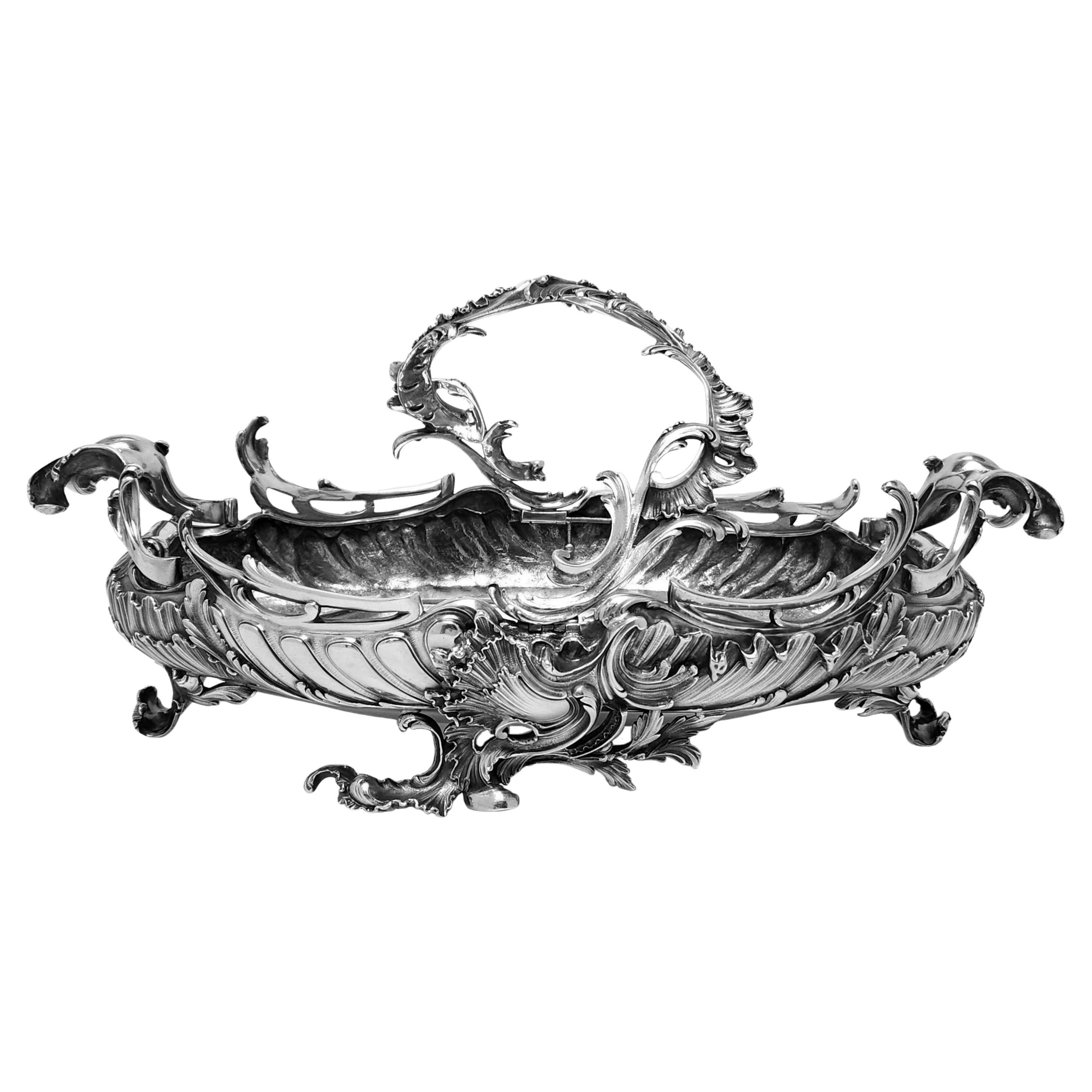 Antique French Solid Silver Basket / Centrepiece / Bowl Paris c. 1890 in vendita
