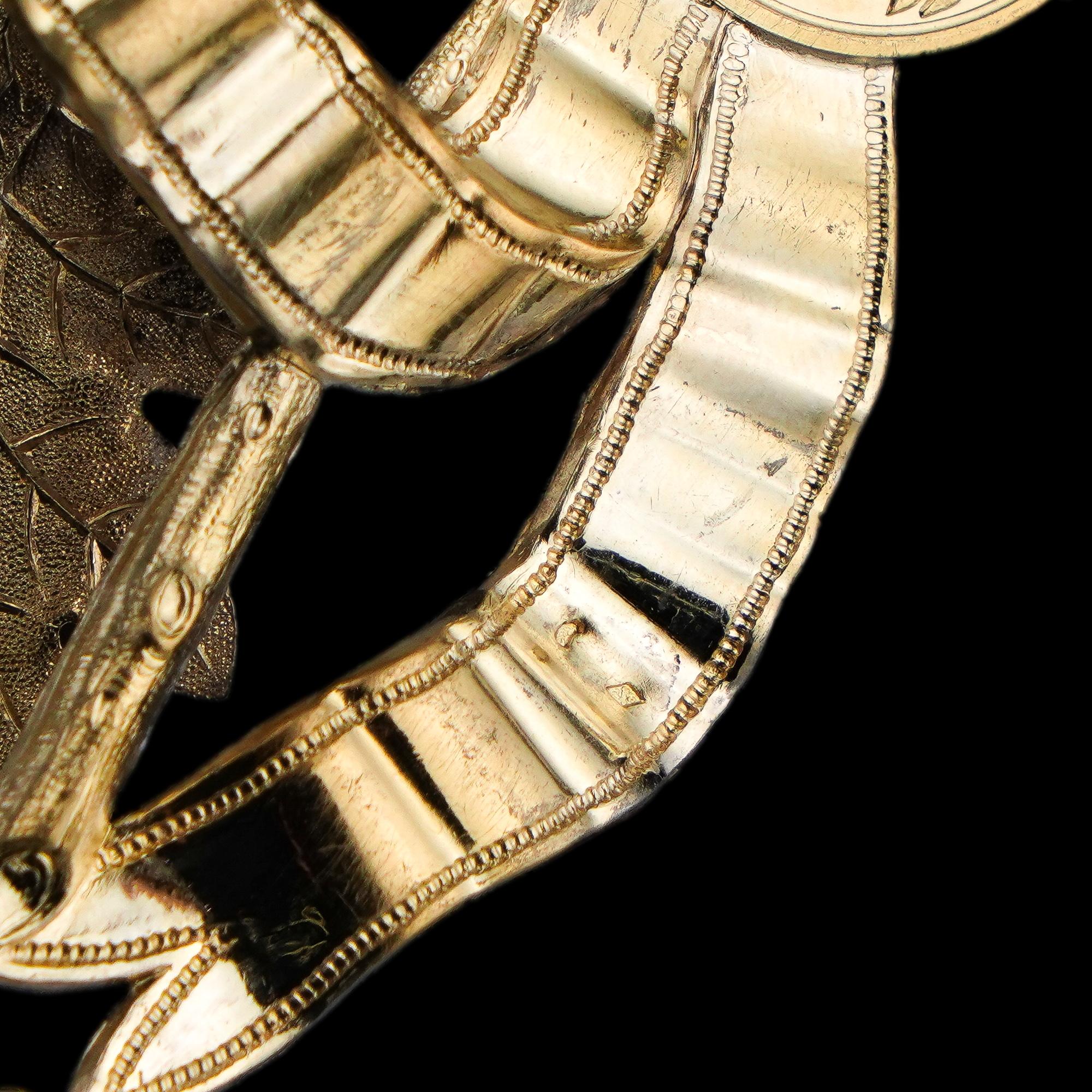 Antique French Solid Silver Gilt Crown Foliate Wreath Laurel/Acorn Leaves 19th c. in vendita 14