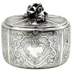 Ancienne boîte à thé française en argent massif par Odiot Paris, France, vers 1880