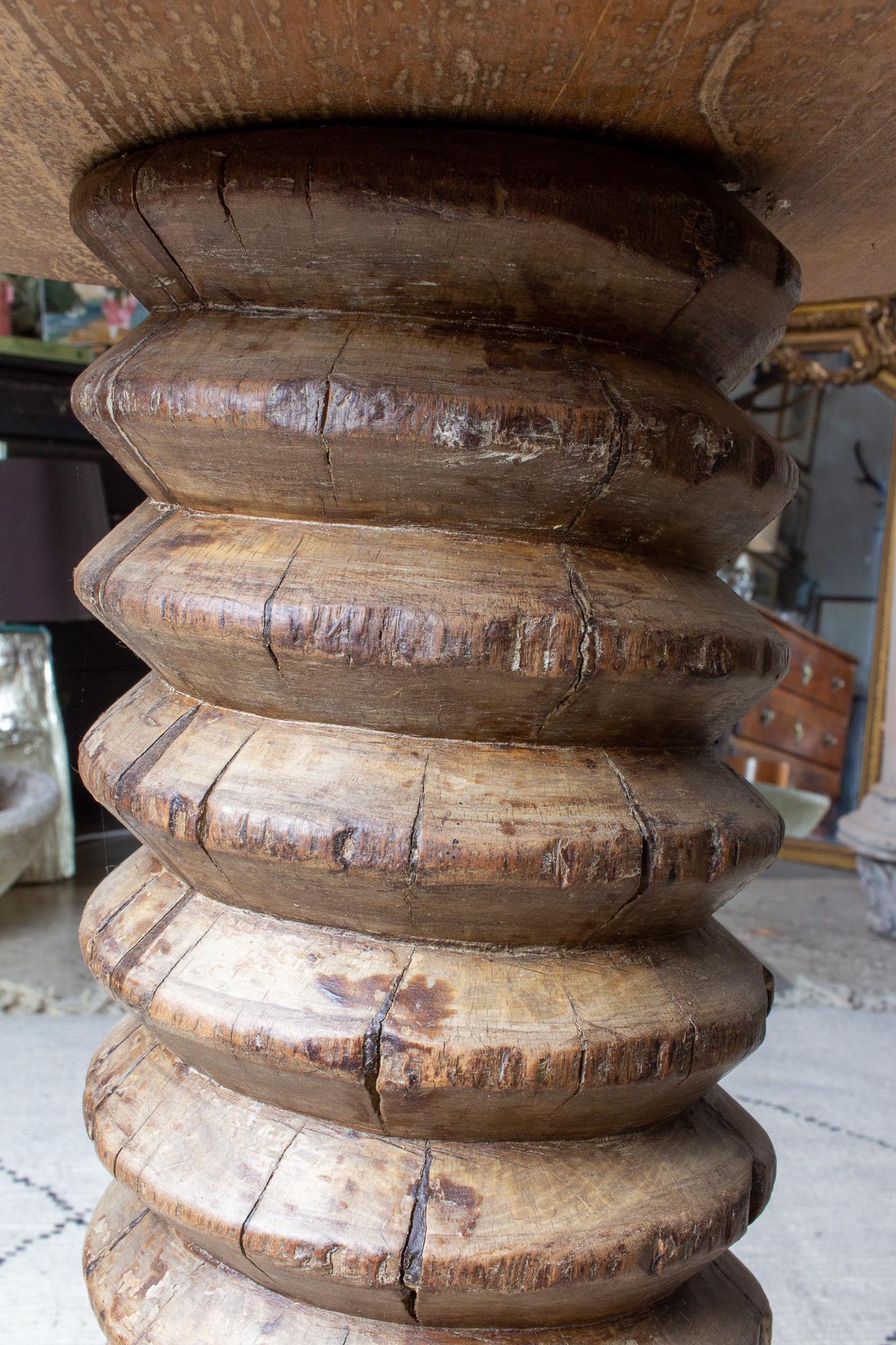 Antique French Solid Wood Tourniquet Pedestal Table 5