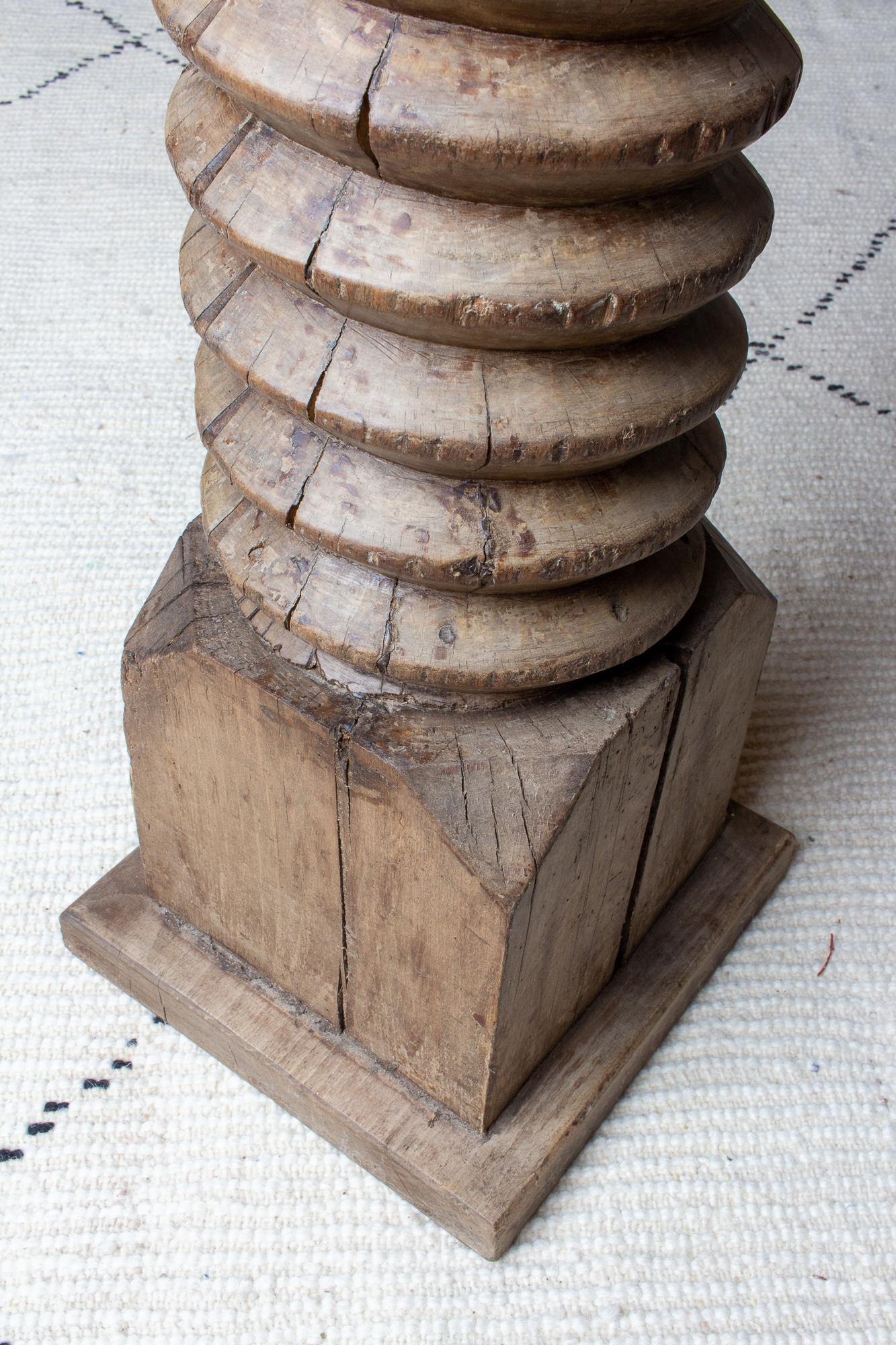 Antique French Solid Wood Tourniquet Pedestal Table 6