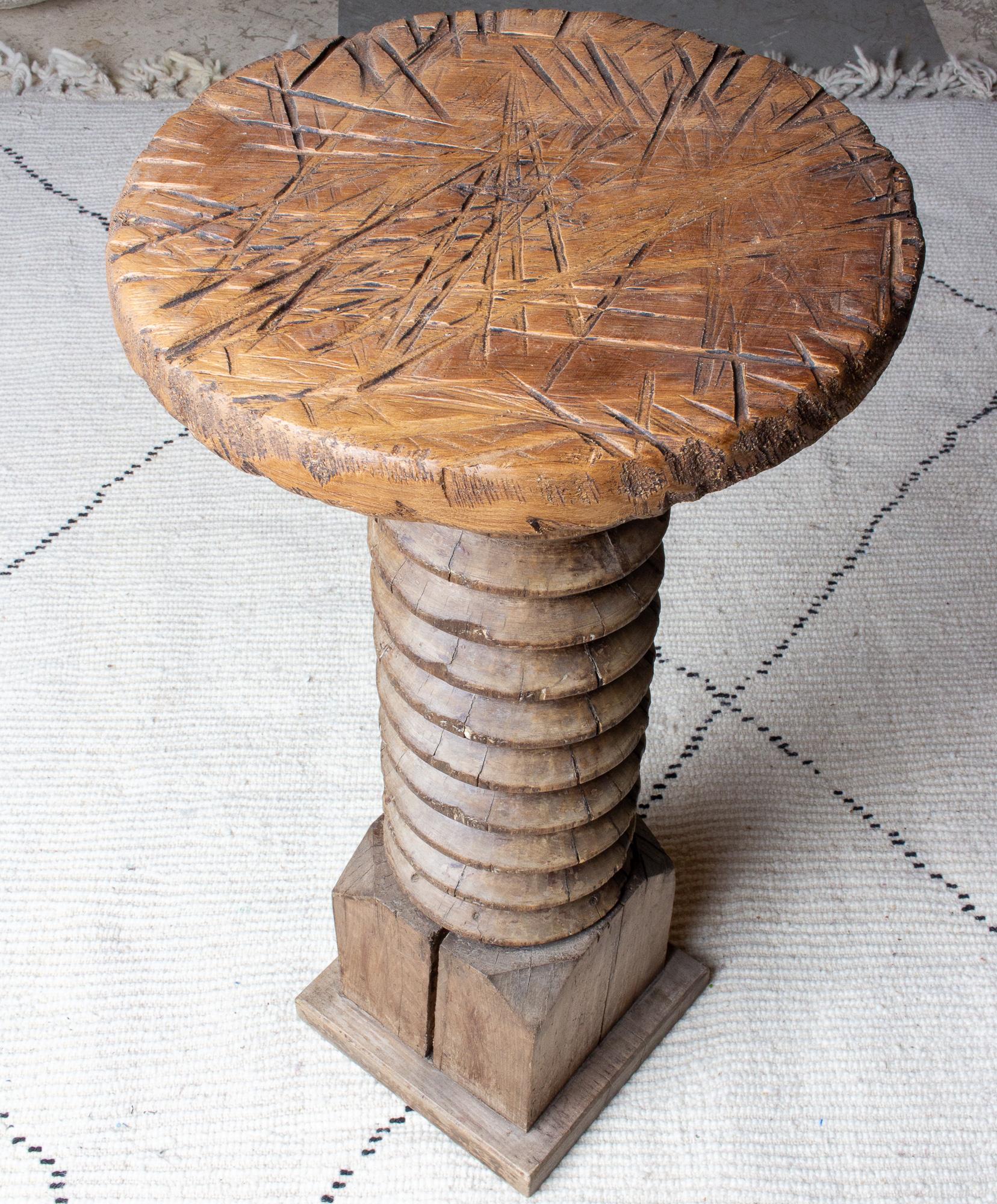 20th Century Antique French Solid Wood Tourniquet Pedestal Table