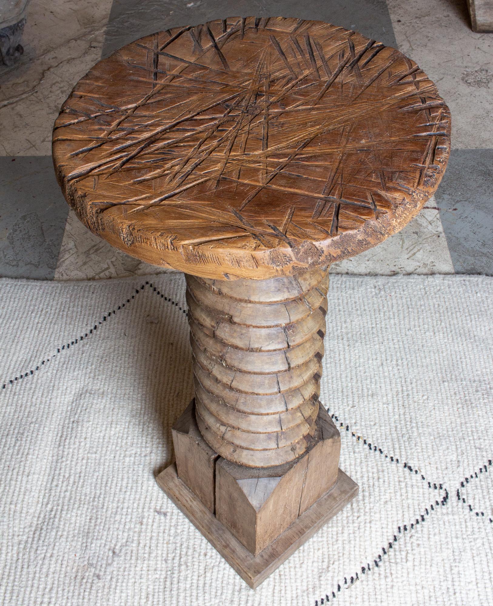 Antique French Solid Wood Tourniquet Pedestal Table 1