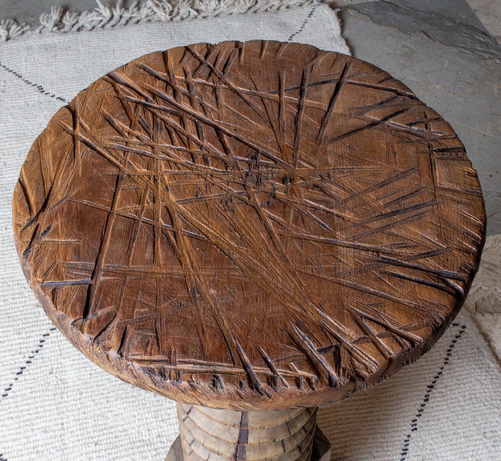 Antique French Solid Wood Tourniquet Pedestal Table 2