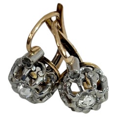 Antique French Solitär-Ohrringe aus 18-karätigem Gold mit Diamanten