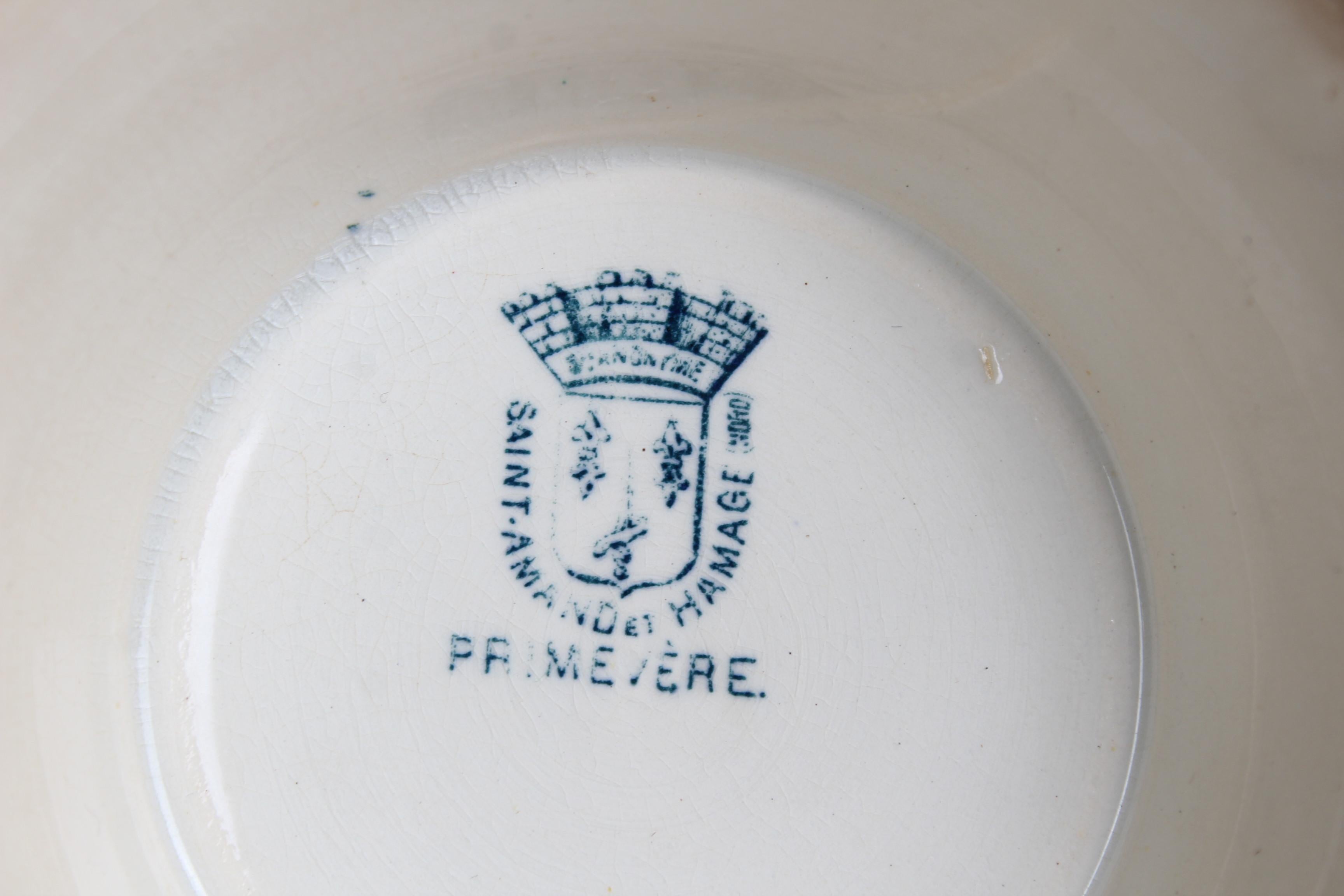 Antike französische Suppenterrine, Saint Amande Hamage, Suppenschale, Terrine, Frankreich (Keramik) im Angebot