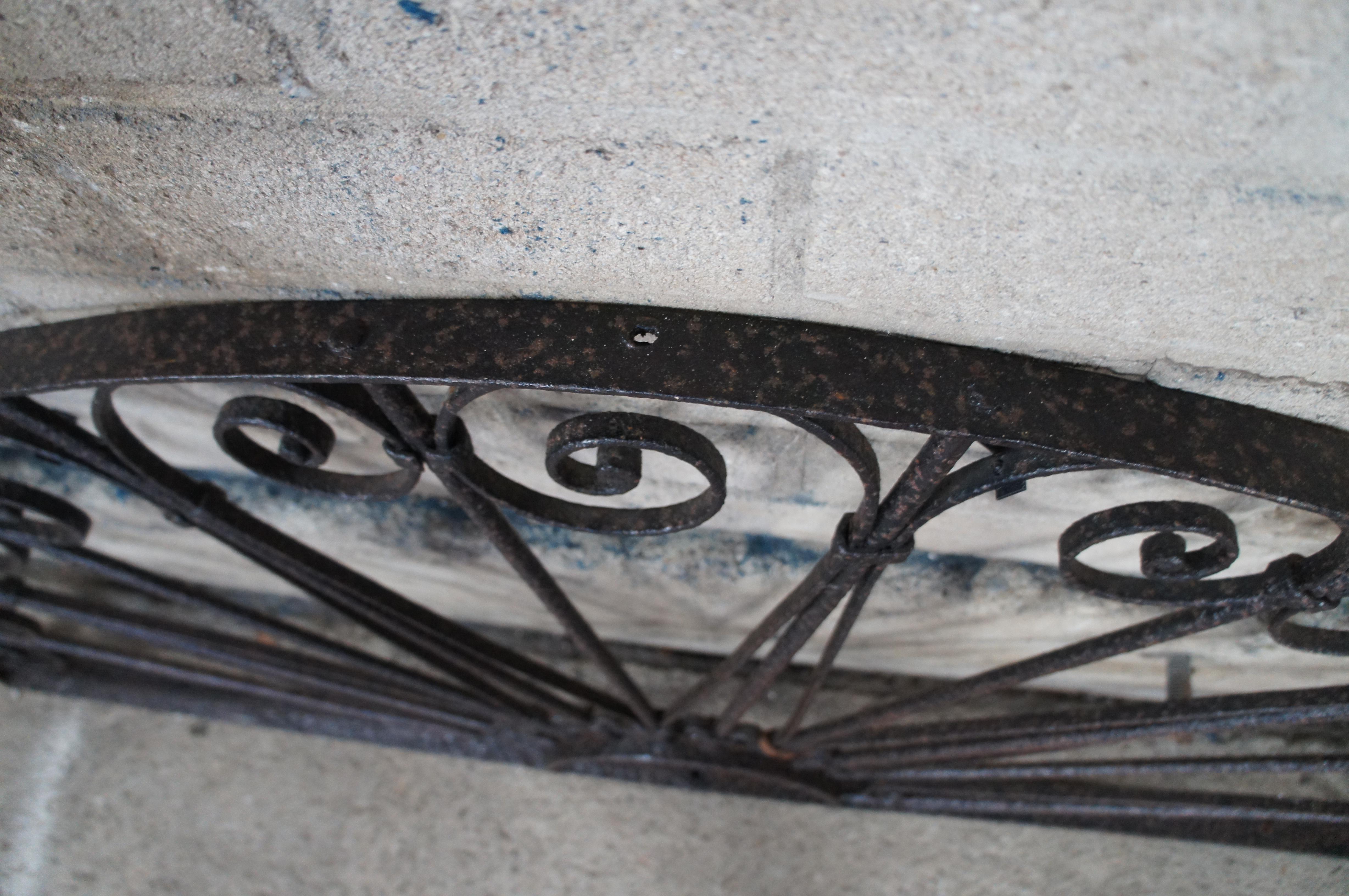 Antique French Spanish Wrought Iron Arched Architectural Palladium Transom 59