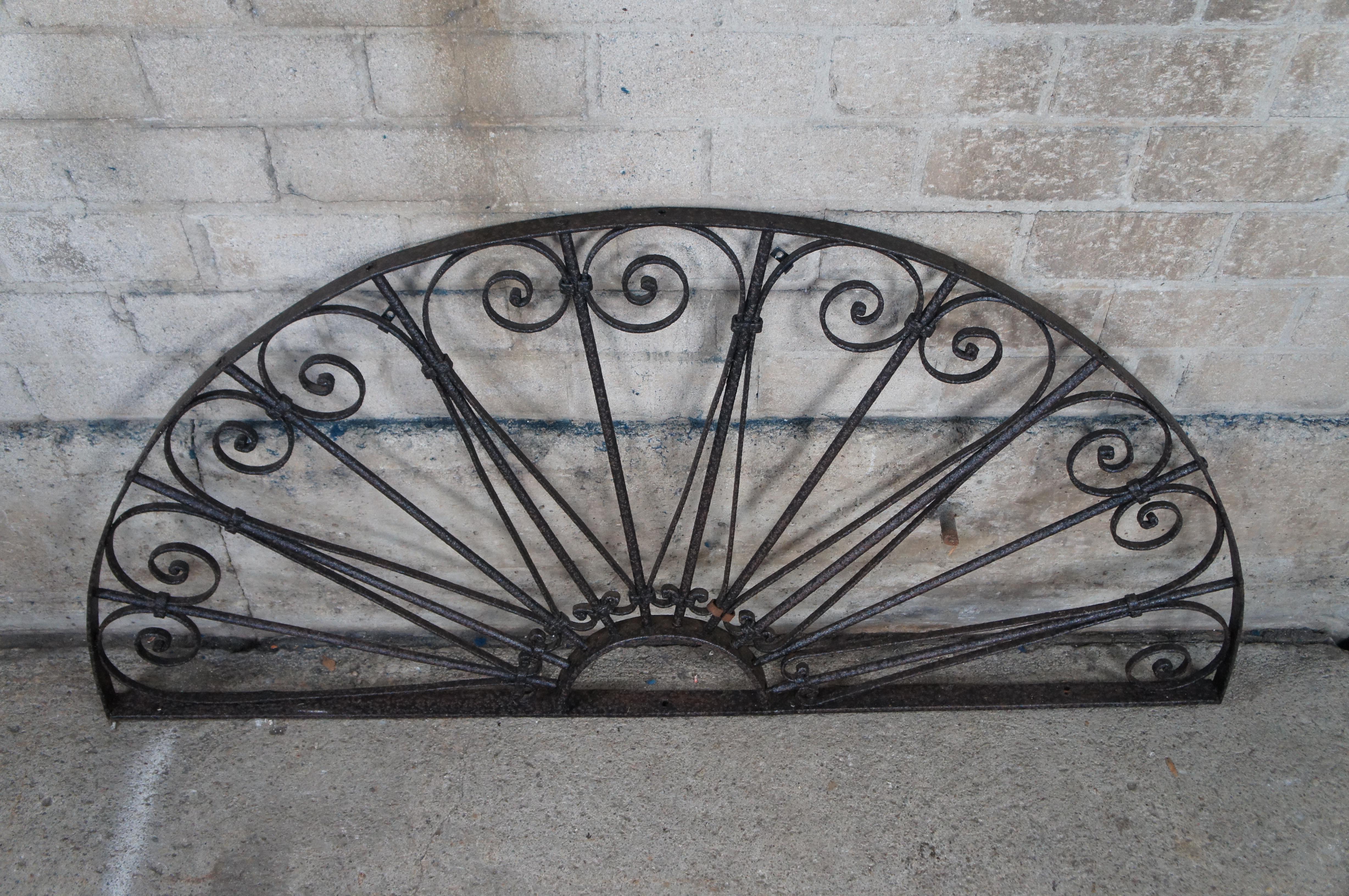 Antique French Spanish Wrought Iron Arched Architectural Palladium Transom 59