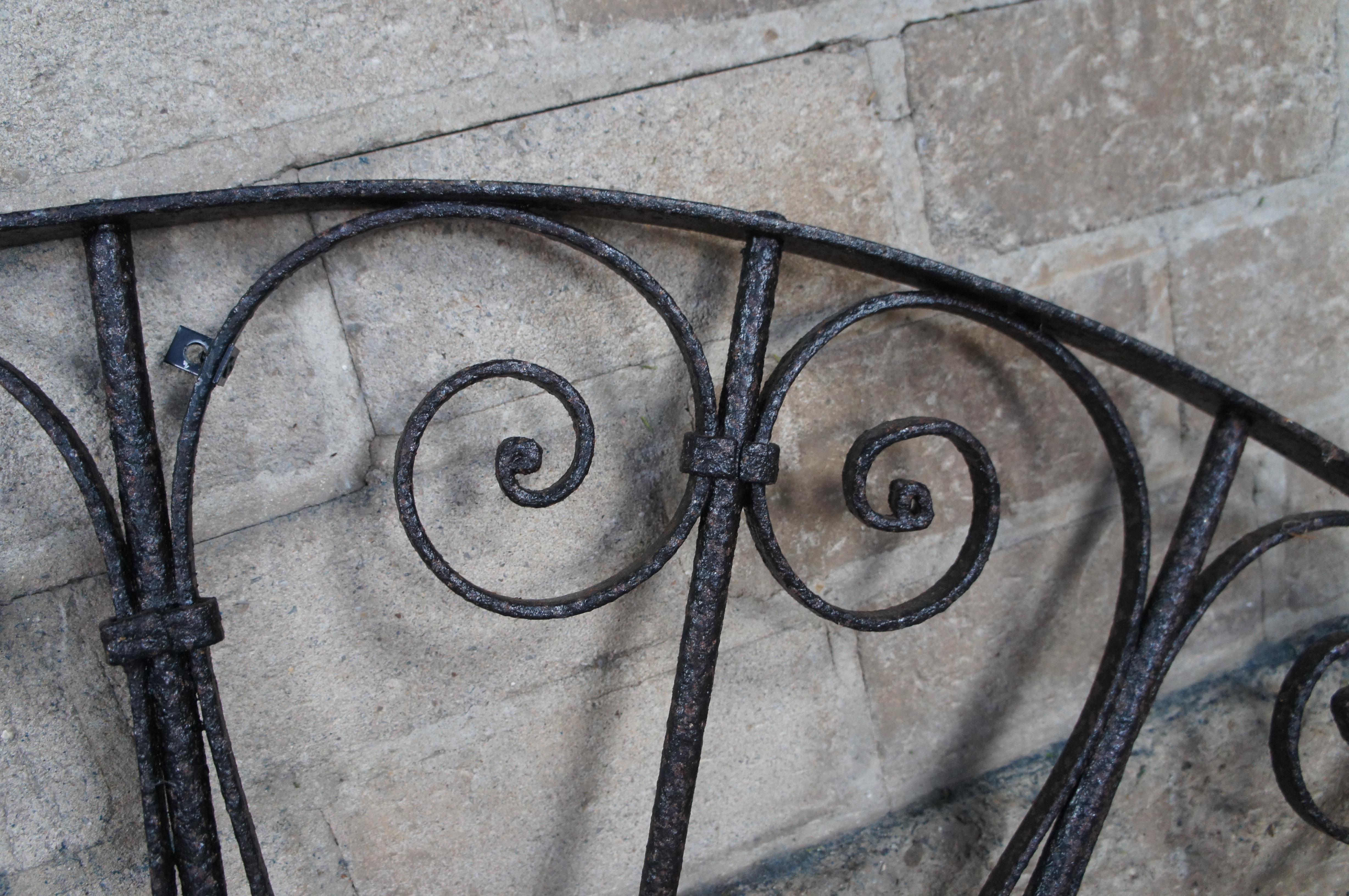 Antique French Spanish Wrought Iron Arched Architectural Palladium Transom 59