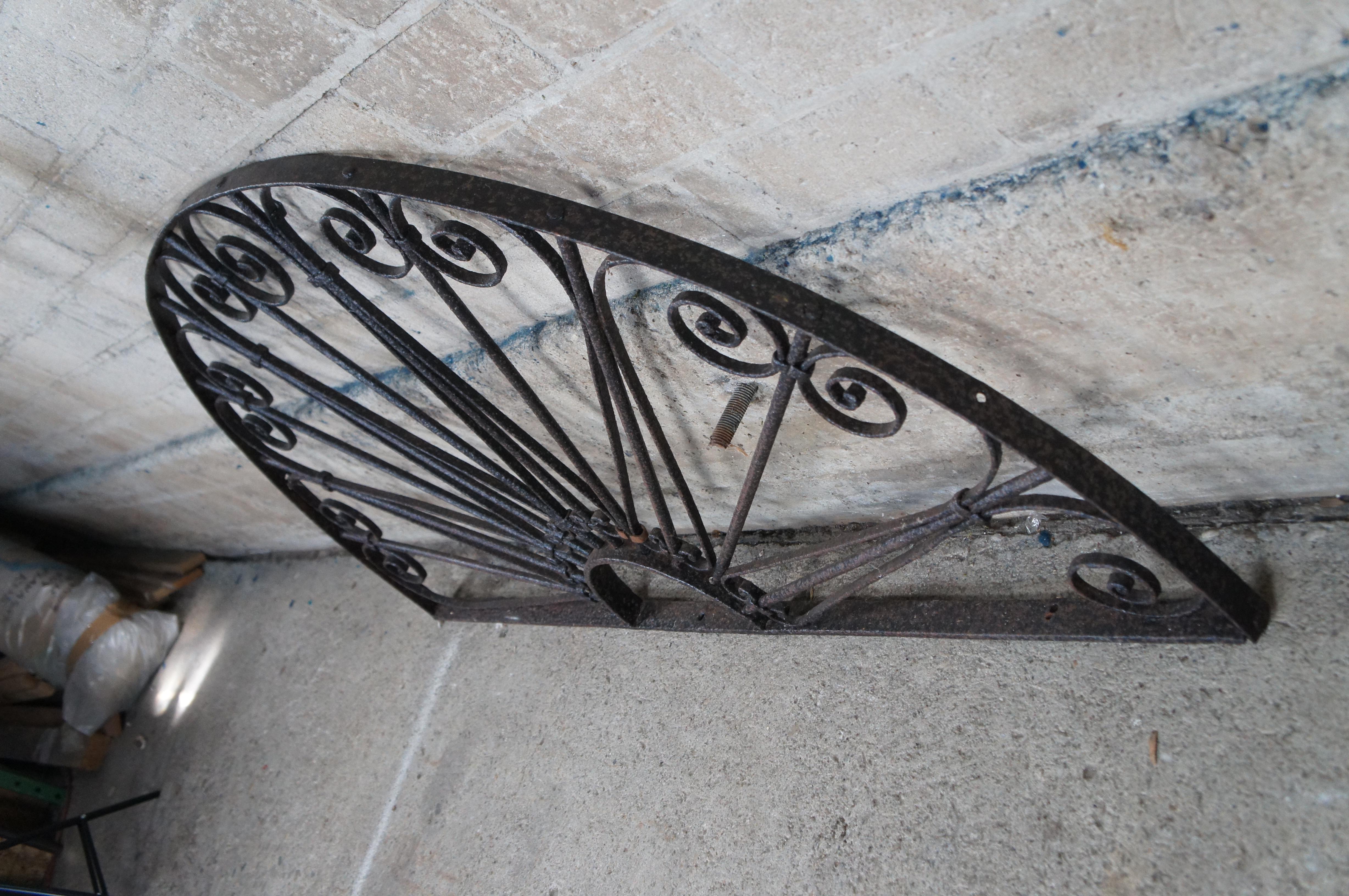 Antique French Spanish Wrought Iron Arched Architectural Palladium Transom 59