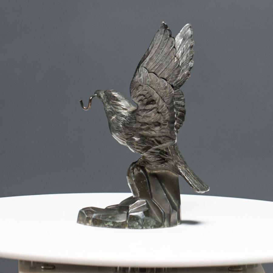 20th Century Antique French Spelter Eagle Themed Watch Holder For Sale