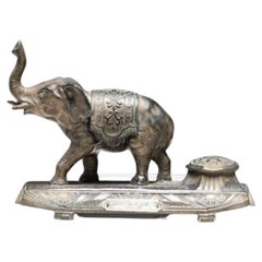 Antique French Spelter Inkwell by A. Ouvet