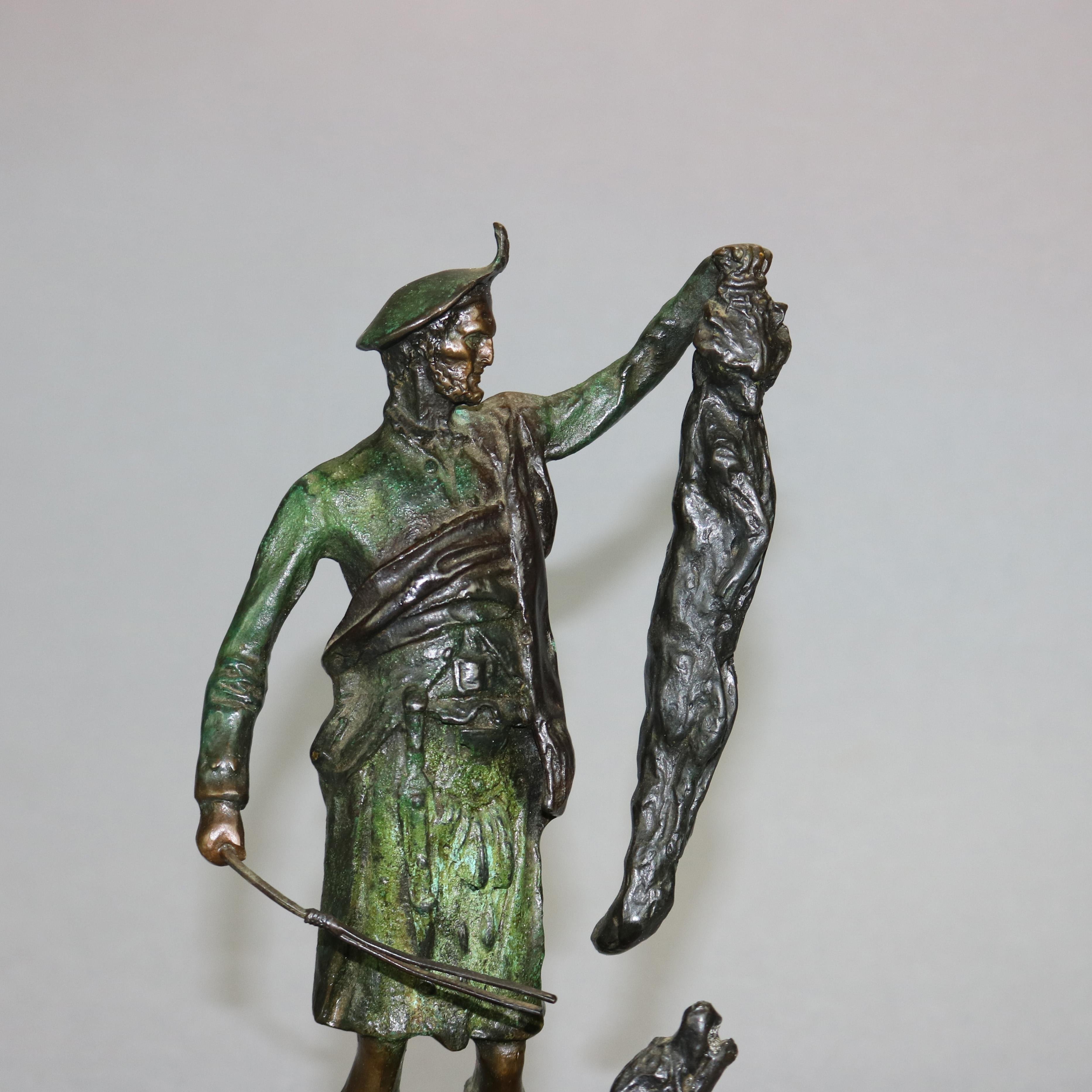 Metal Antique French Sporting Bronze Hunt Sculpture by PJ Mene, 20th Century