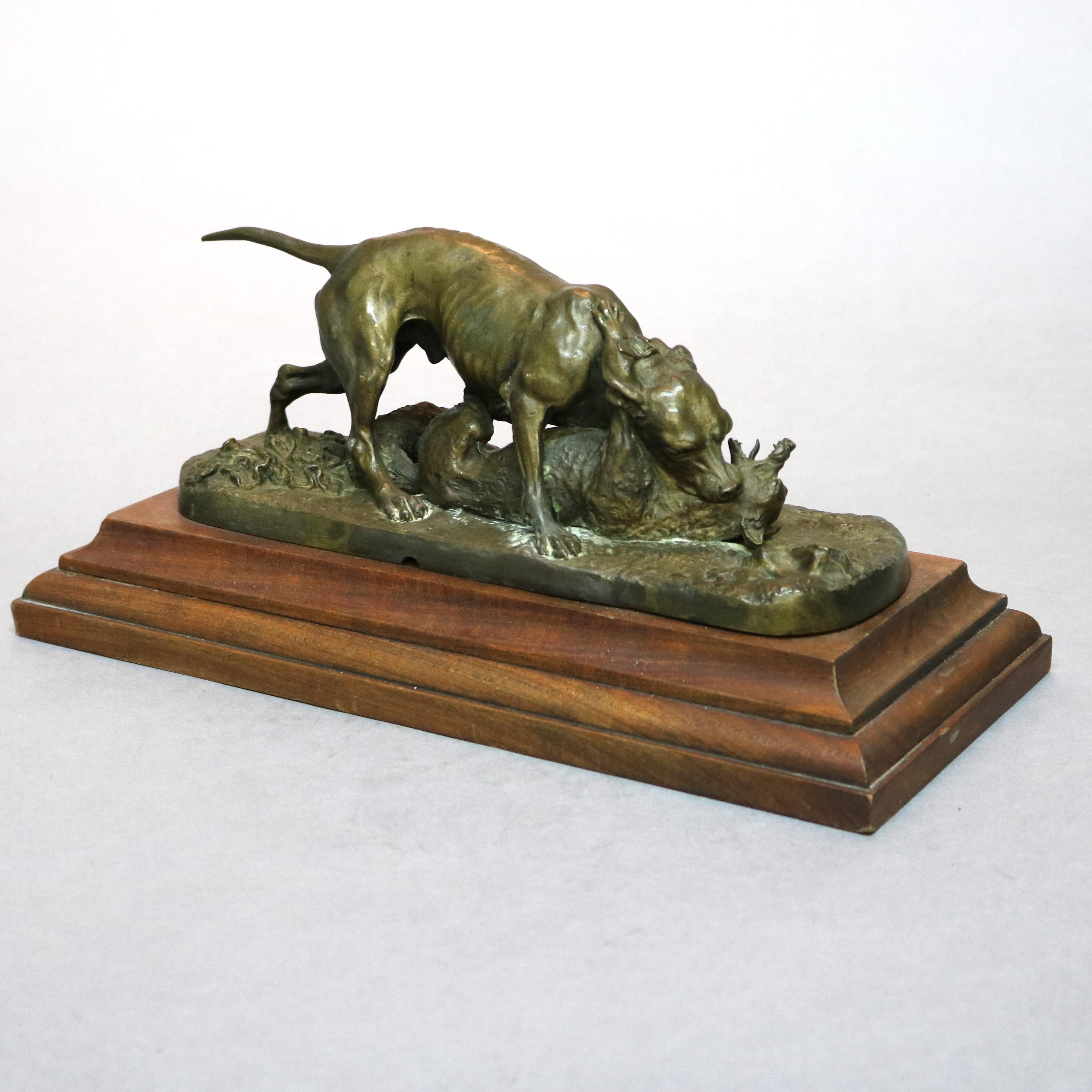 Antique French Sporting Dog & Fox Bronze Sculpture, Circa 1890 1
