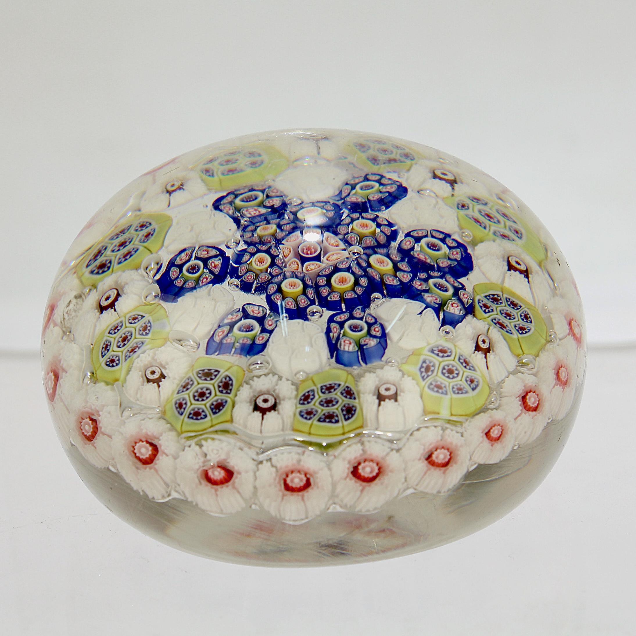 Belle Époque Antique French St. Louis or Baccarat Concentric Millefiori Glass Paperweight 