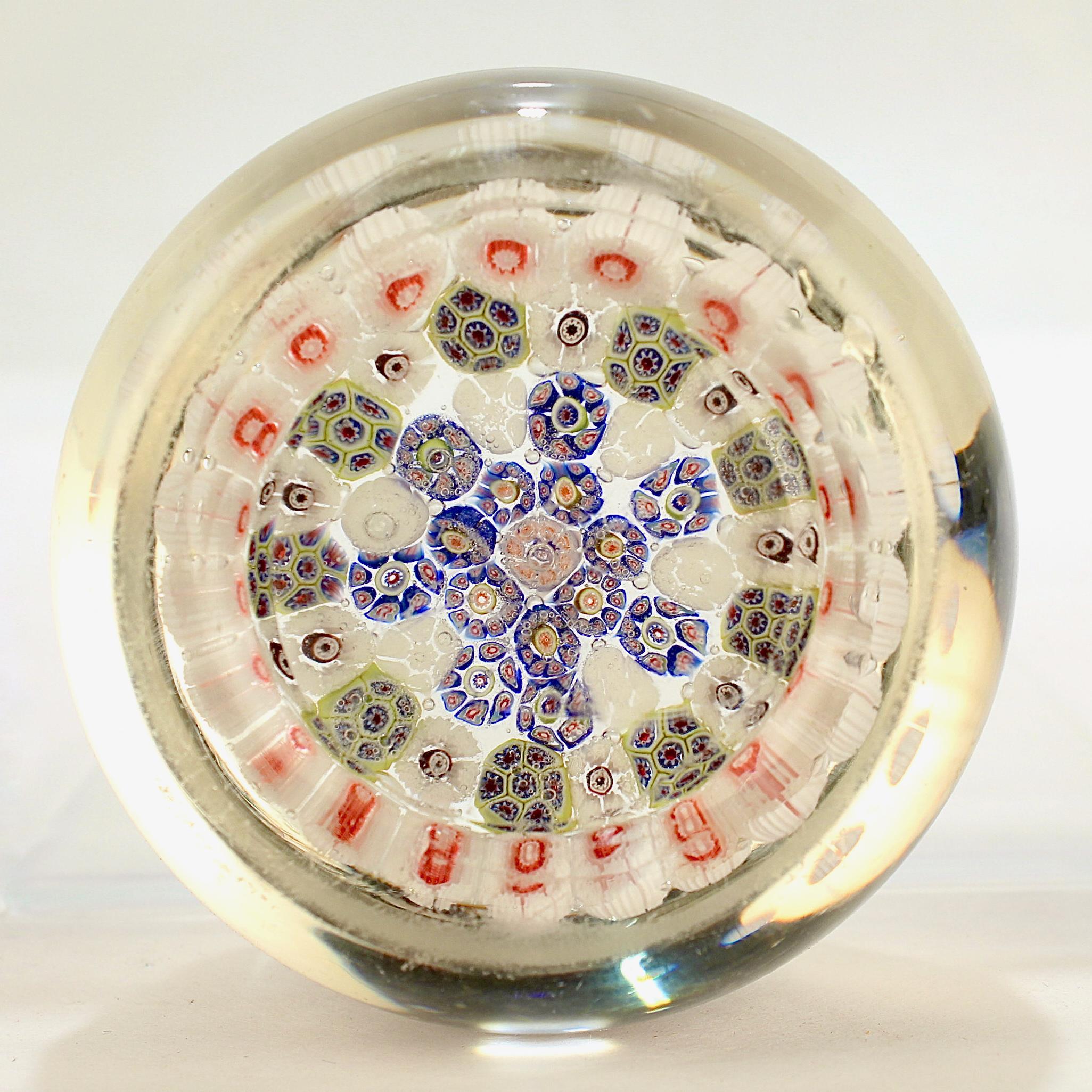 Antique French St. Louis or Baccarat Concentric Millefiori Glass Paperweight  1