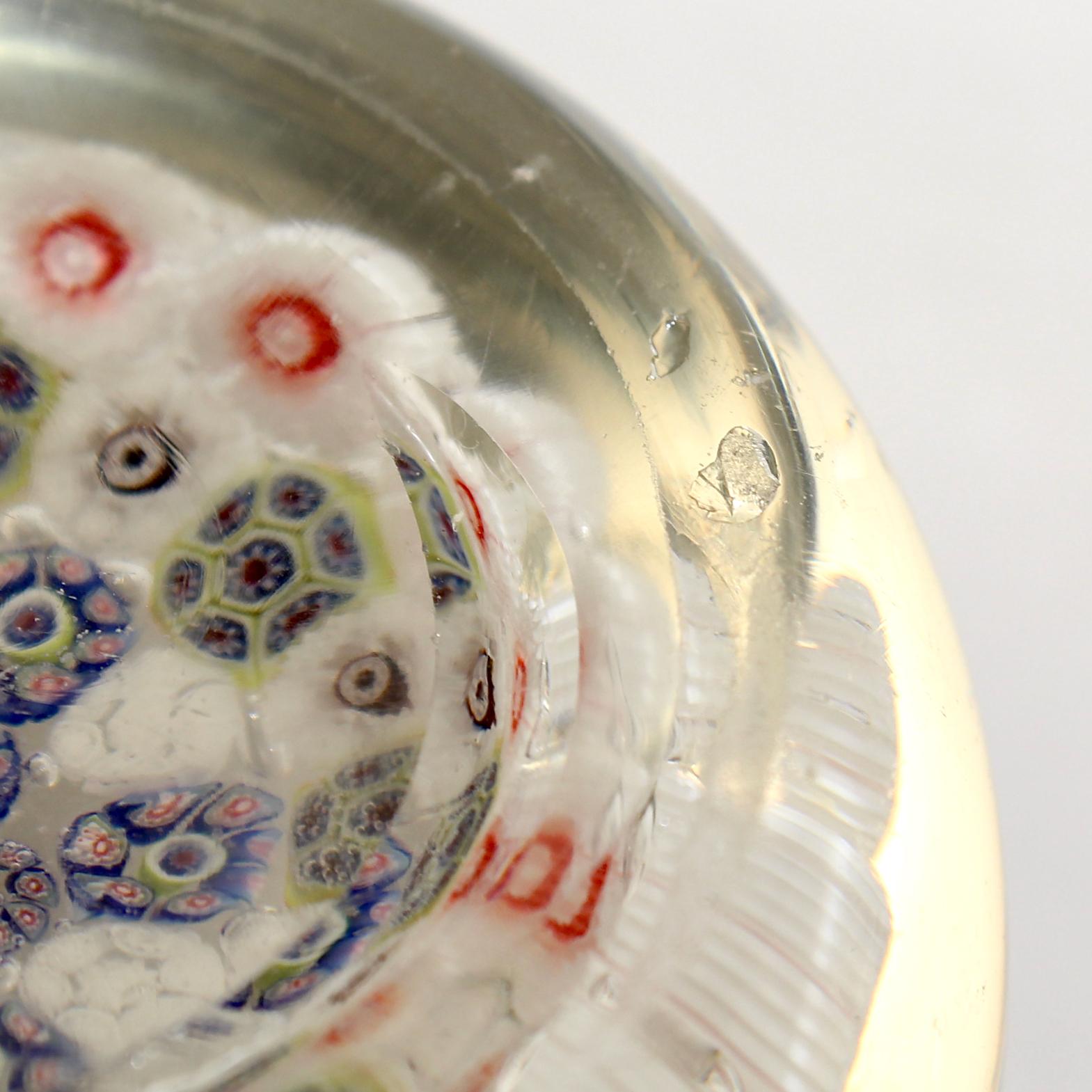 Antique French St. Louis or Baccarat Concentric Millefiori Glass Paperweight  2