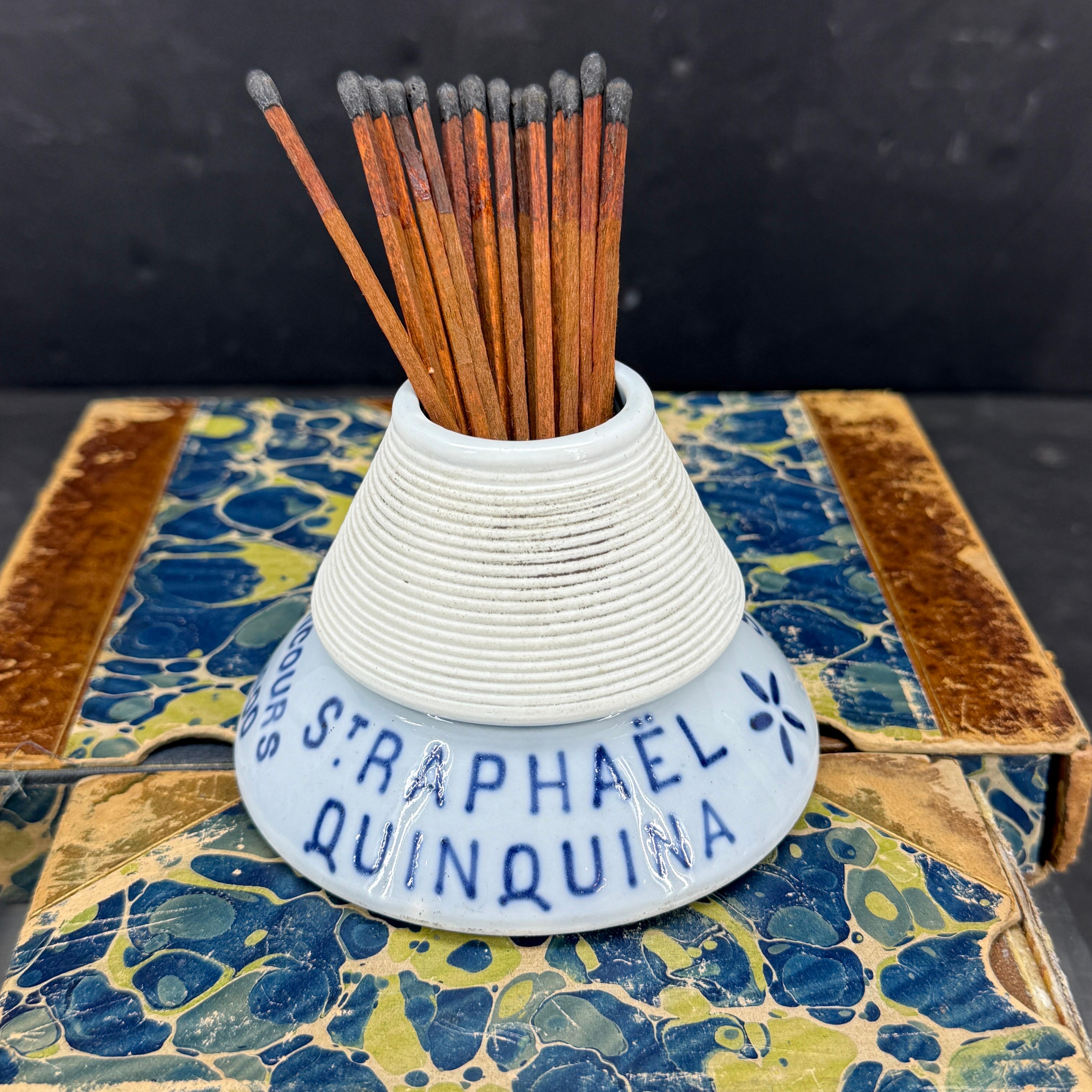Antique French ST. RAPHAEL QUINQUINA Match Holder With Striker For Sale 7