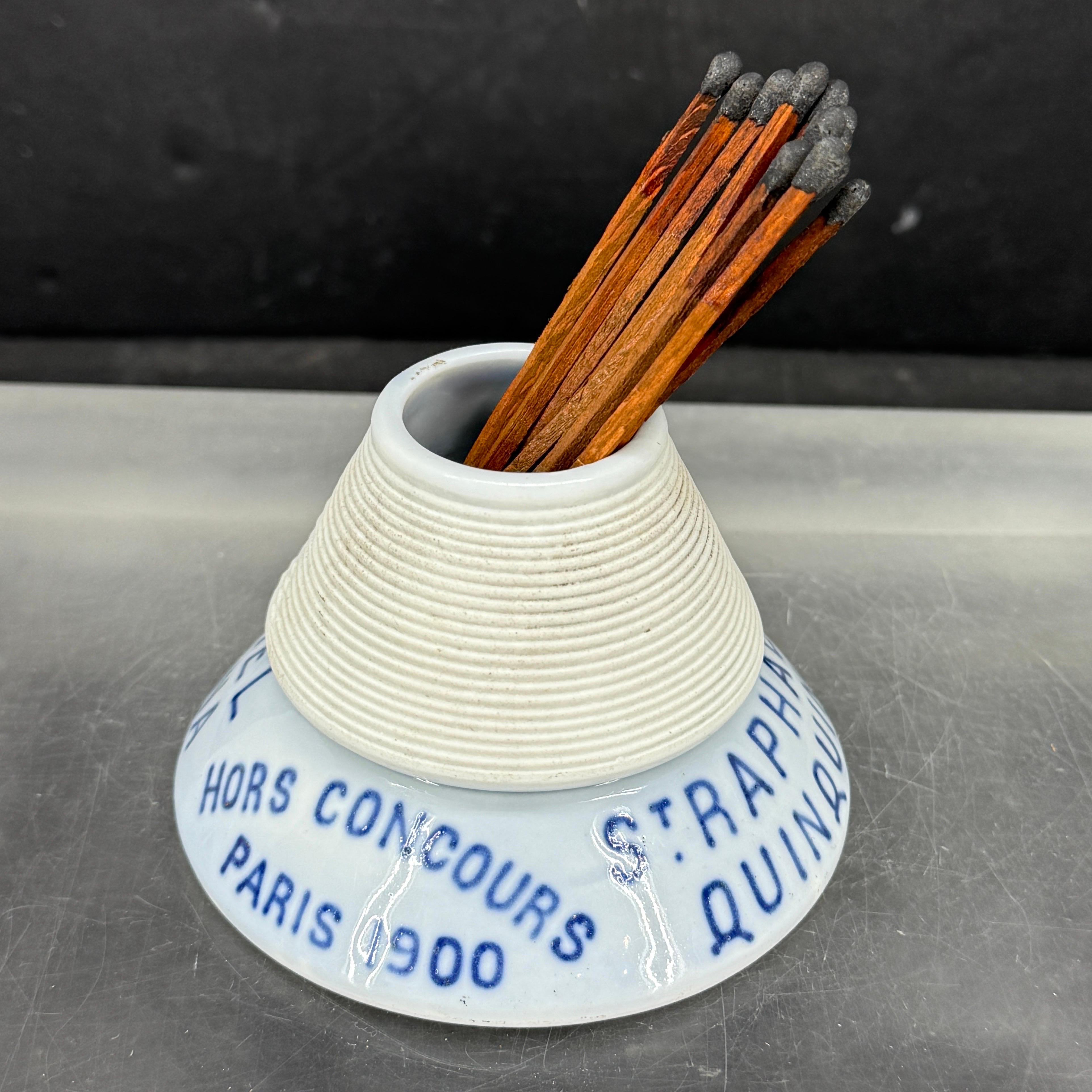 Hand-Crafted Antique French ST. RAPHAEL QUINQUINA Match Holder With Striker For Sale