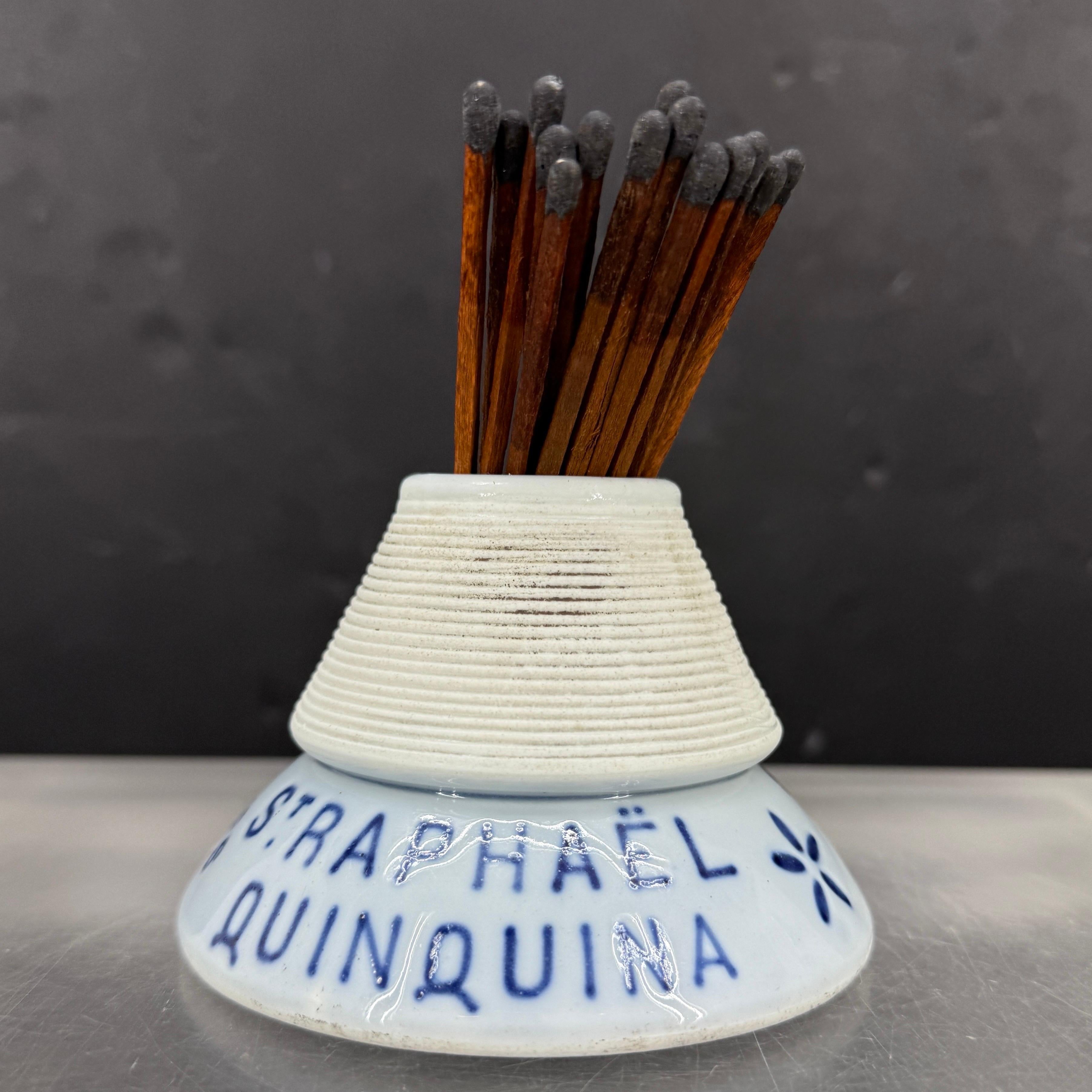 20th Century Antique French ST. RAPHAEL QUINQUINA Match Holder With Striker For Sale