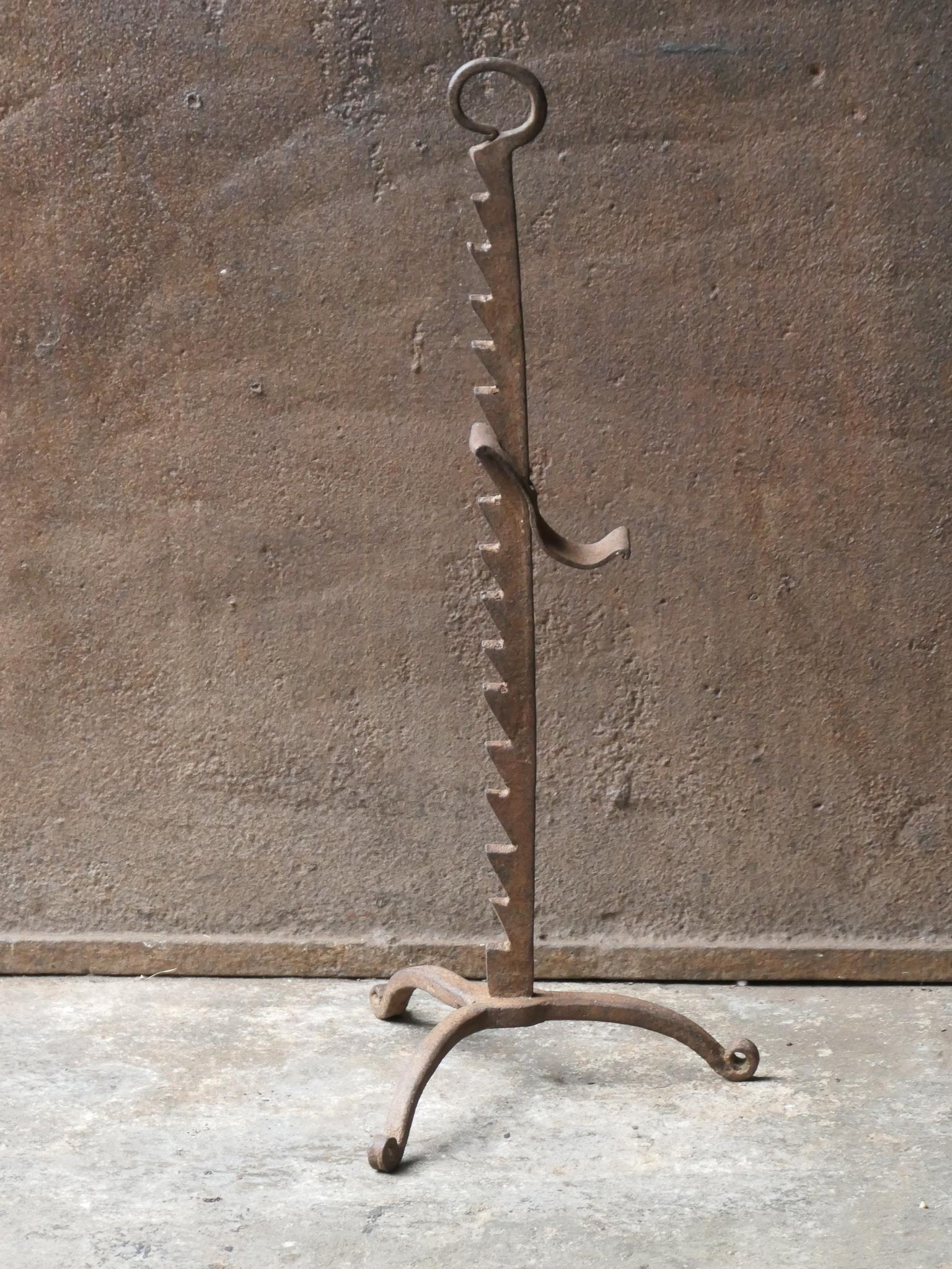 18th - 19th century French neoclassical period stand for a roasting jack. The stand is hand forged and made of wrought iron. The condition is good.








