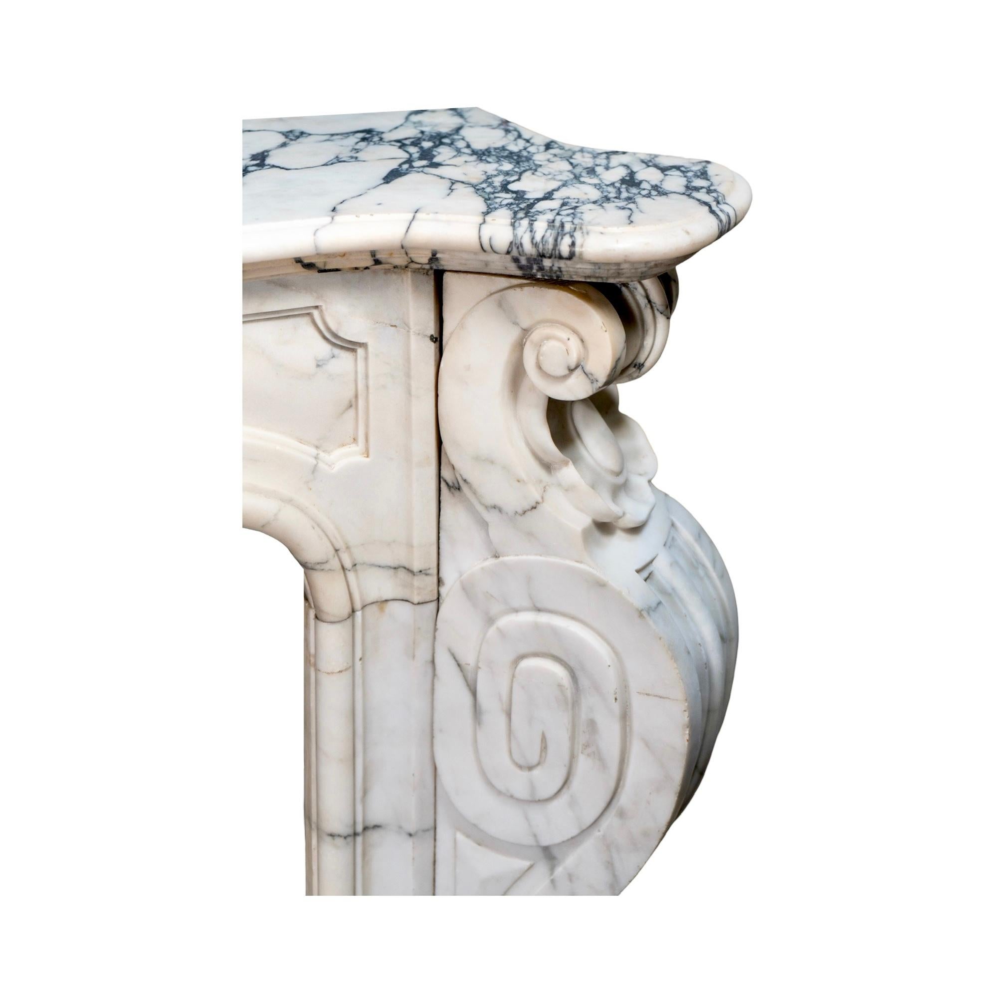 Antique French Statuario Marble Mantel For Sale 7