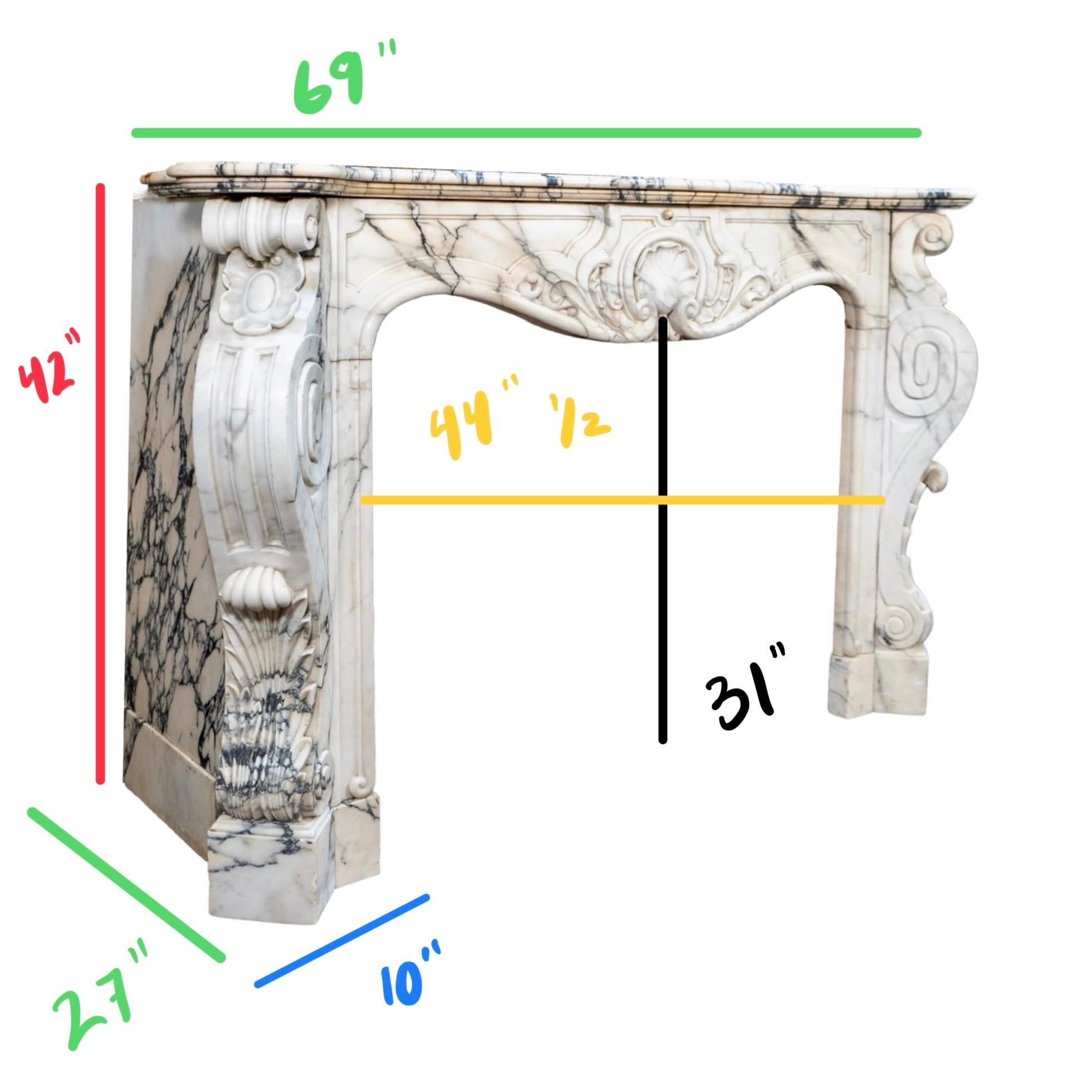 Antique French Statuario Marble Mantel For Sale 10