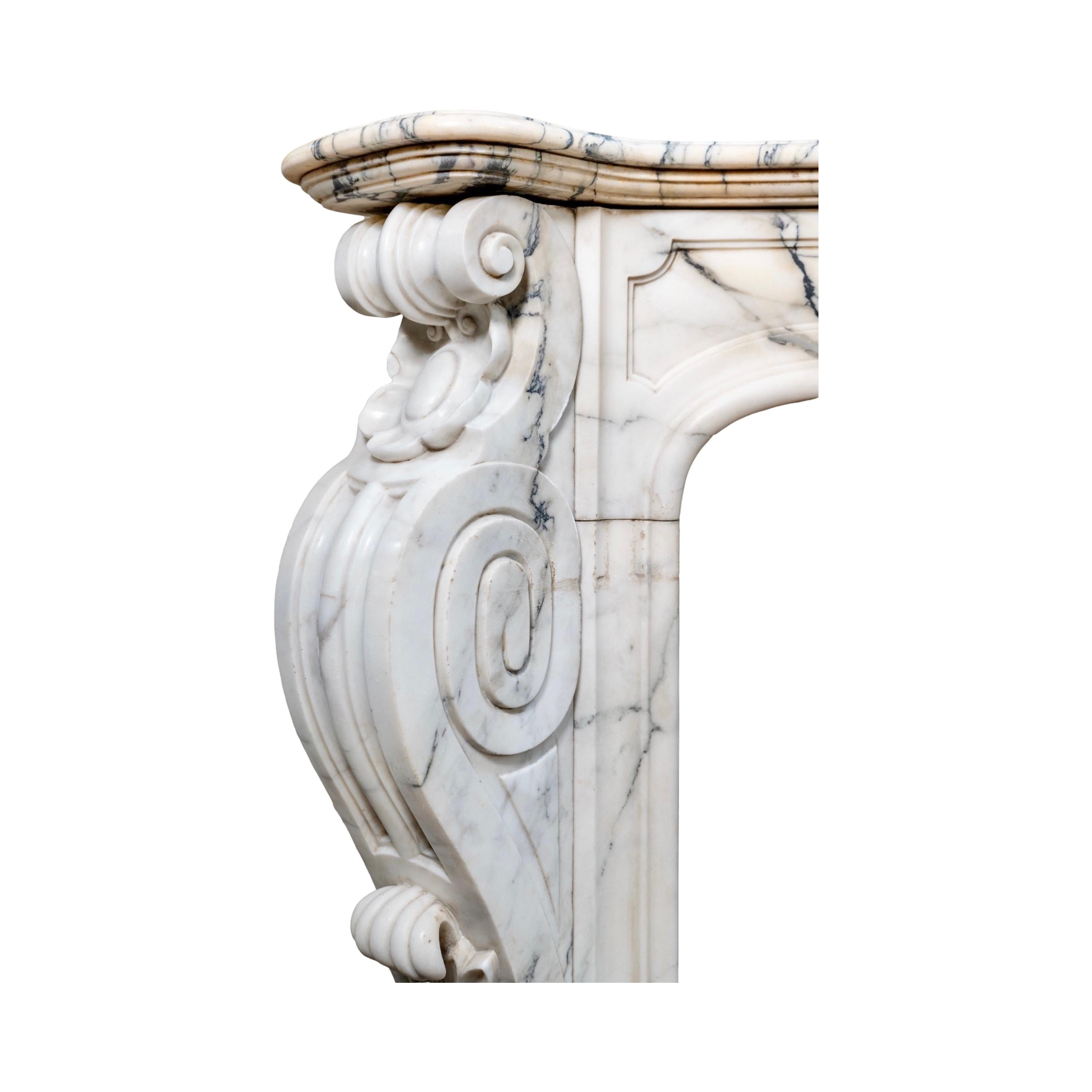 Antique French Statuario Marble Mantel For Sale 1