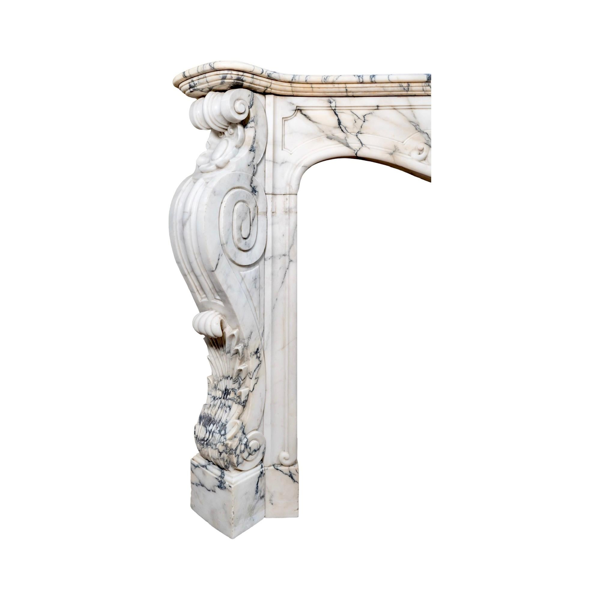 Antique French Statuario Marble Mantel For Sale 2