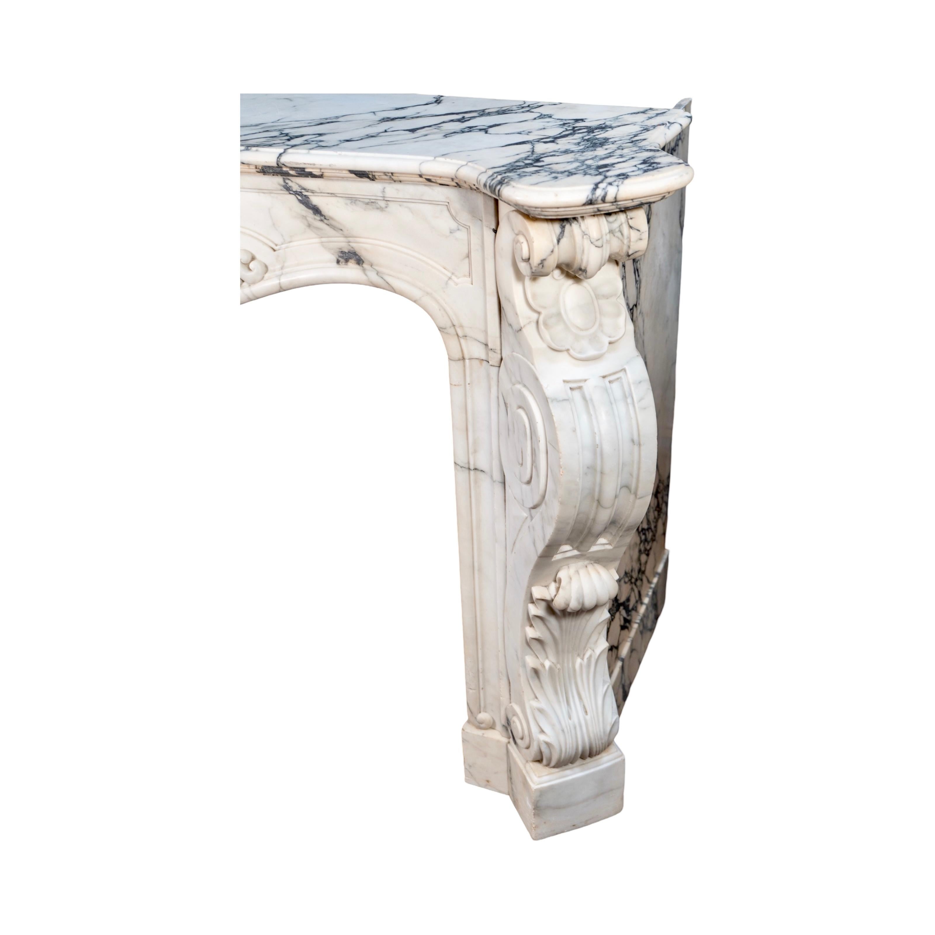 Antique French Statuario Marble Mantel For Sale 5