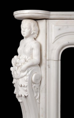 Antique French Statuary Carrara Marble Mantel