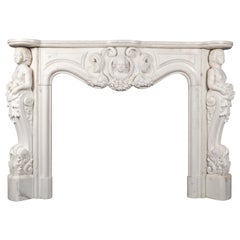 Antique French Statuary Carrara Marble Mantel