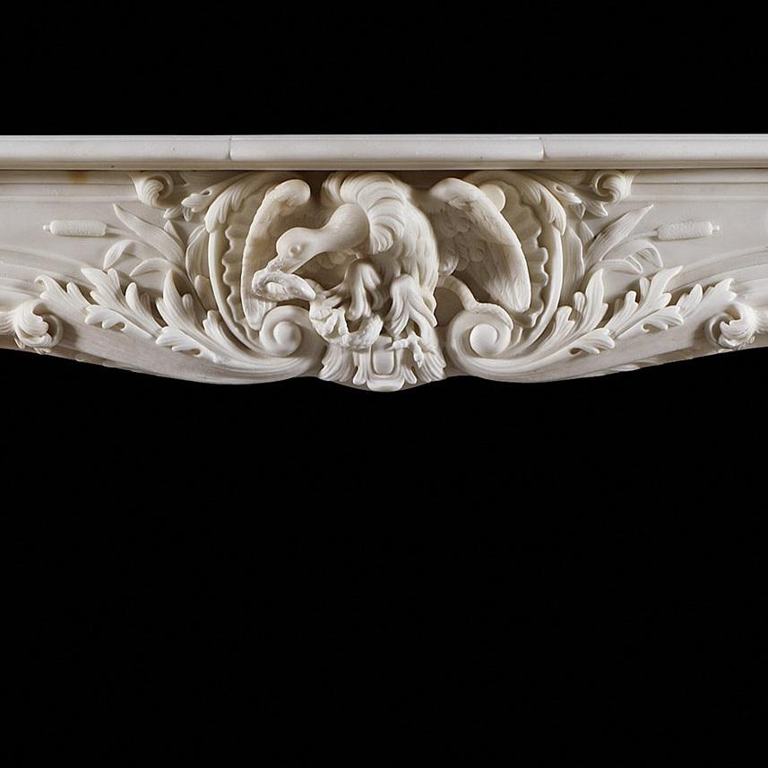 Baroque Antique French Statuary Century Marble Fireplace Mantel For Sale