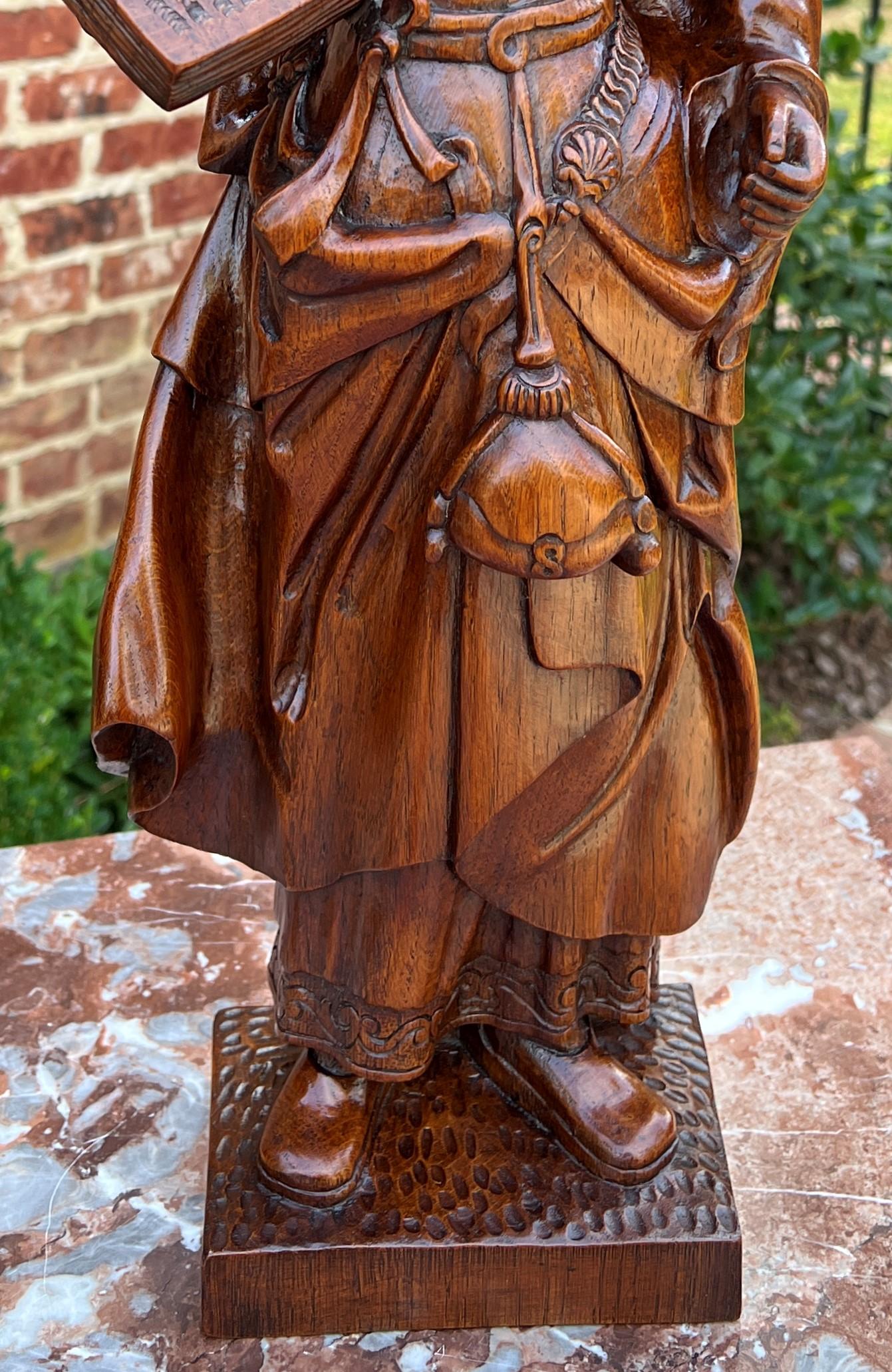 Antique French Statue Figure Saint Lady Sculpture Book Bible Carved Oak 23.5
