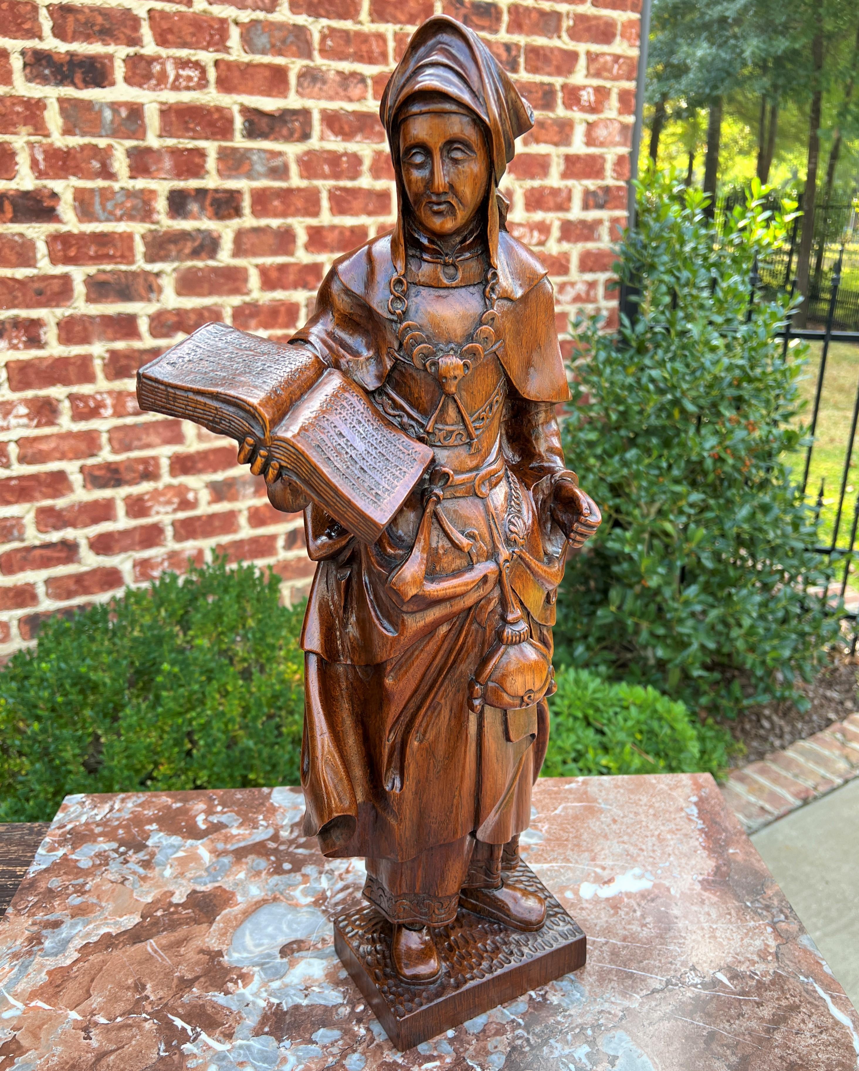 Antike franzsische Statue-Figur der Heiligen Dame, Skulptur, Buchbibel, geschnitzte Eiche, 23,5 T im Angebot 8