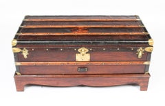 Antique French Steamer Trunk / Coffee Table by Au Départ, 19th Century