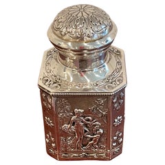 Antique French Sterling Neoclassical 'Four Seasons' Tea Caddy
