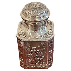 Antique French Sterling Neoclassical 'Four Seasons' Tea Caddy