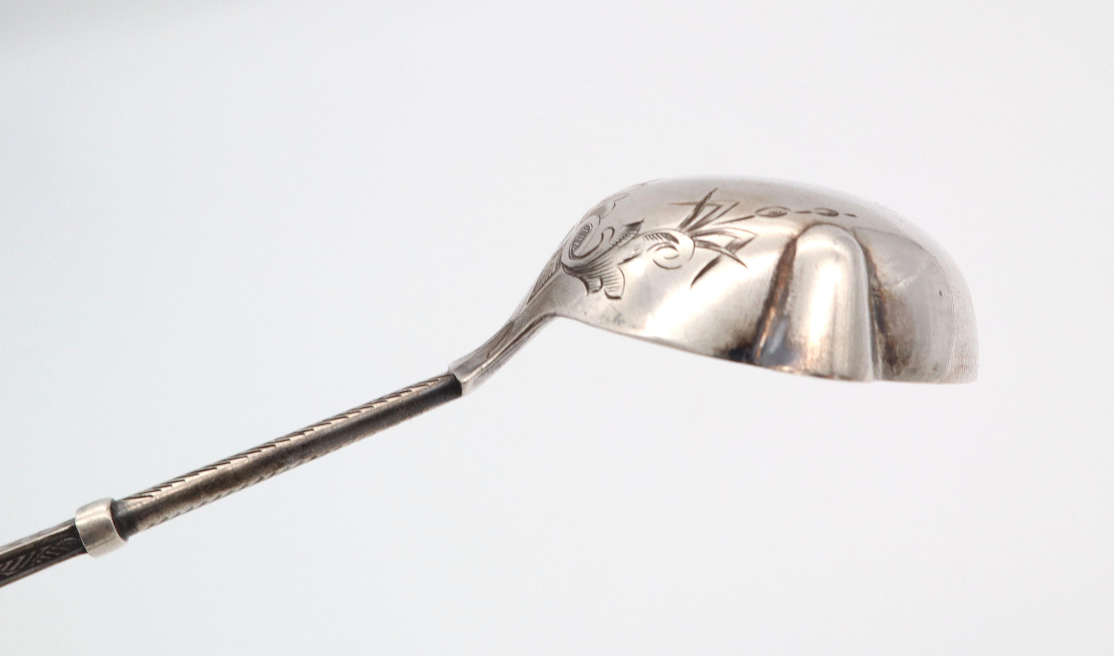 Antique French Sterling Silver Bowl Serving Spoon Napoléon Trois, Minerva Head For Sale 1