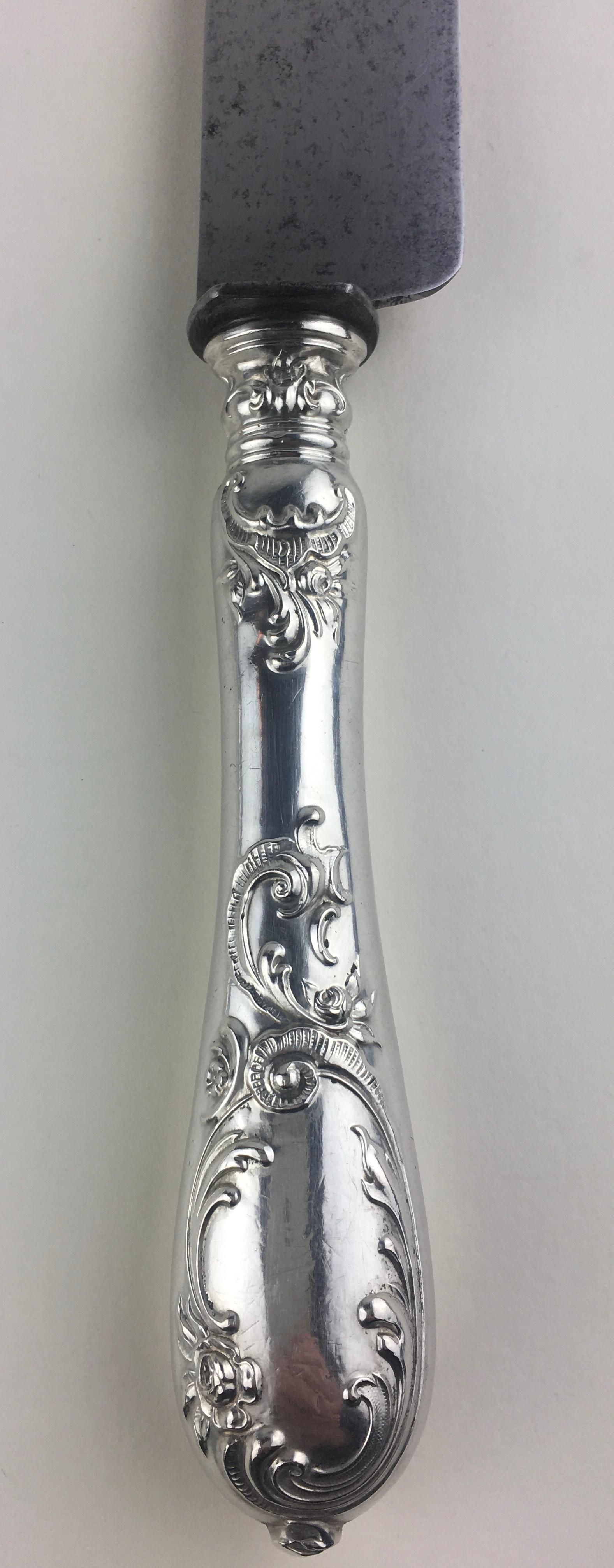 Antique French Silver Carving Set 2 Pieces Art Nouveau For Sale 7