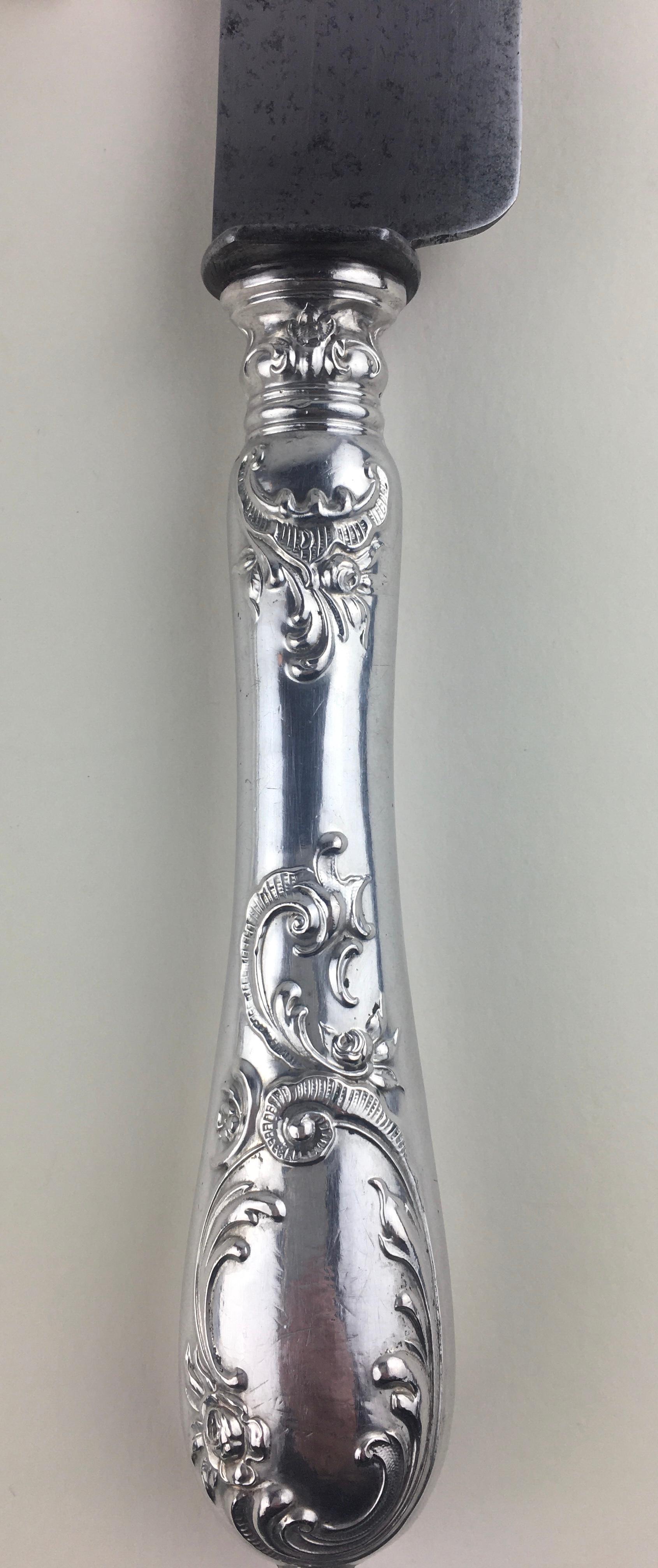 Antique French Silver Carving Set 2 Pieces Art Nouveau For Sale 3