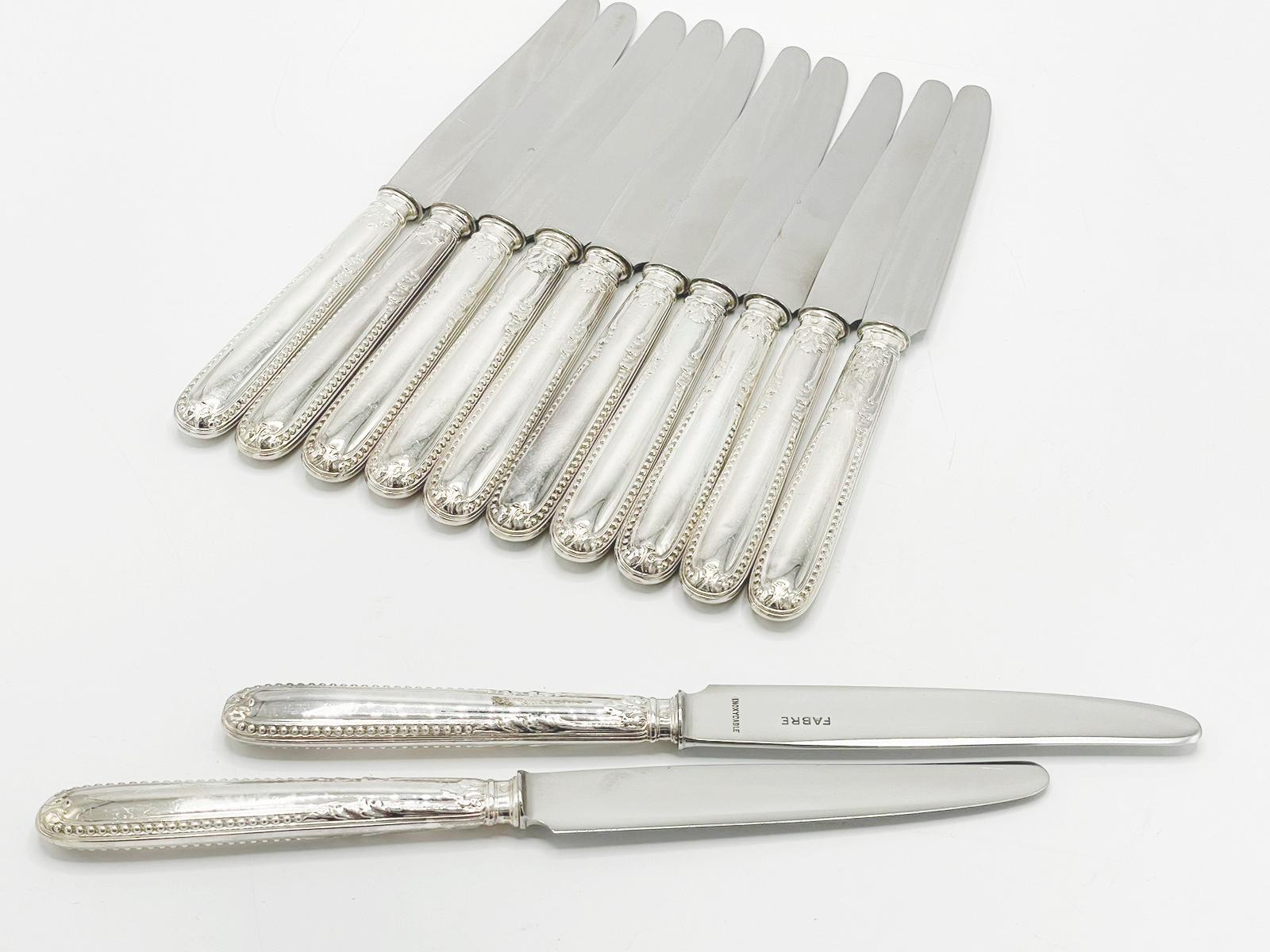 Antique French sterling silver cutlery set by Alphonse Debaine, Art Deco 20th Ce For Sale 5