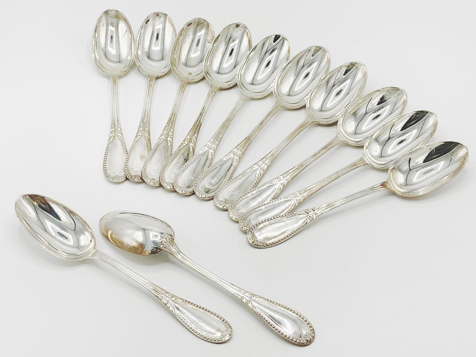 Antique French sterling silver cutlery set by Alphonse Debaine, Art Deco 20th Ce For Sale 6